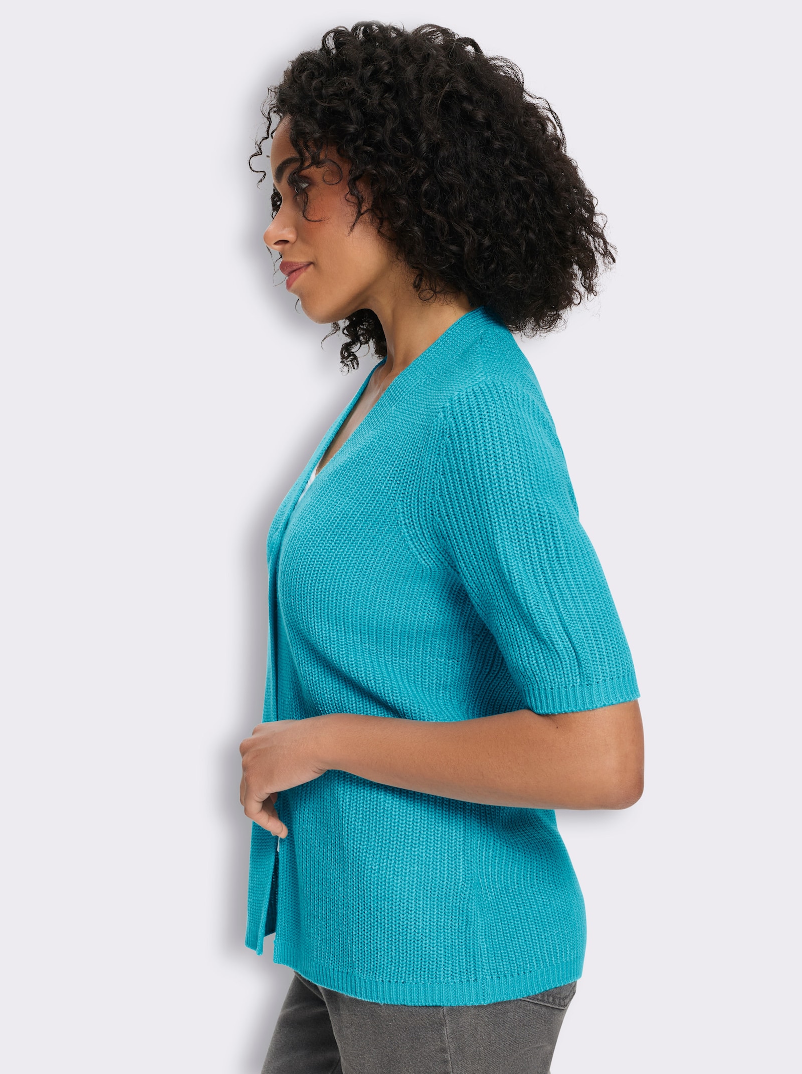 Cardigan mit V-Ausschnitt - türkis