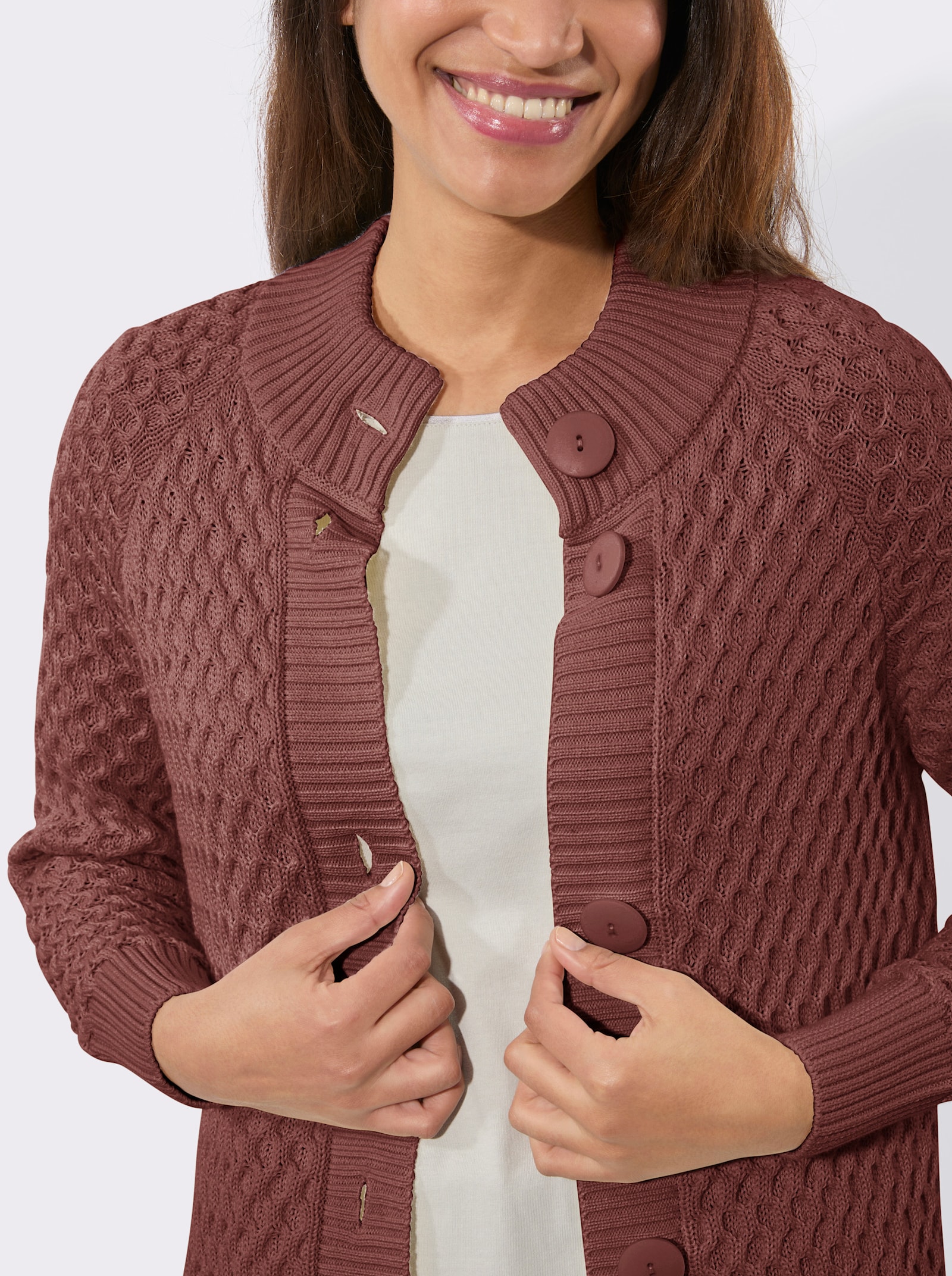 Lang vest met zakken - roodbruin