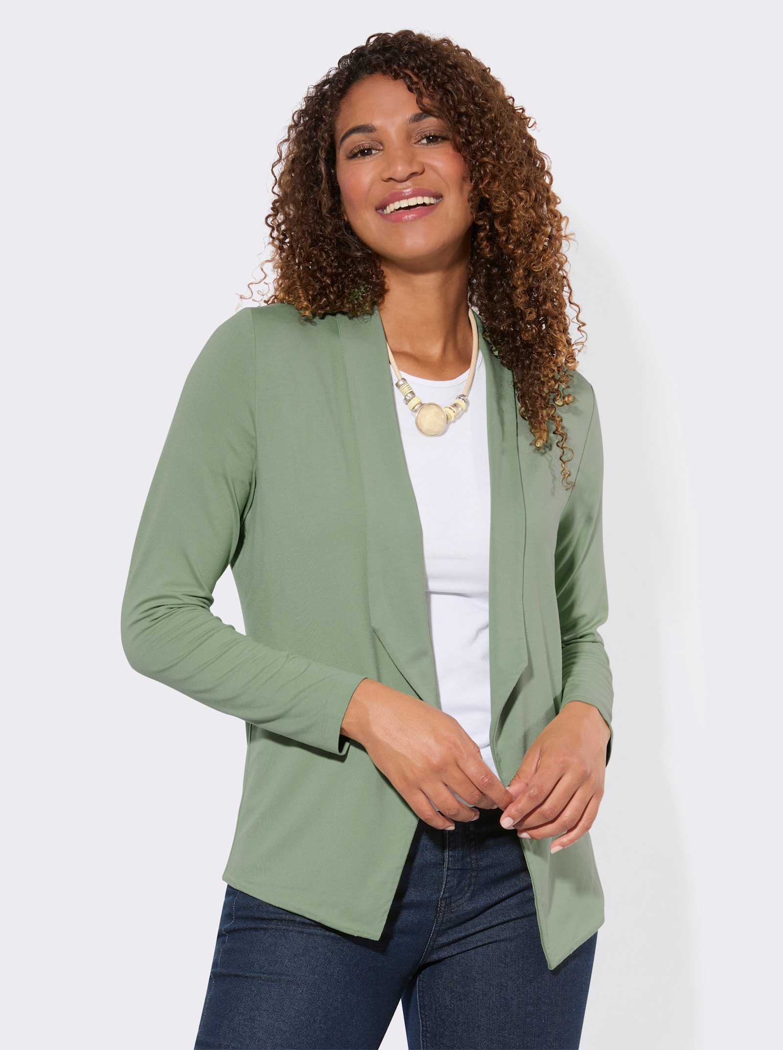 Shirtjacke mit Schalkragen - eucalyptus