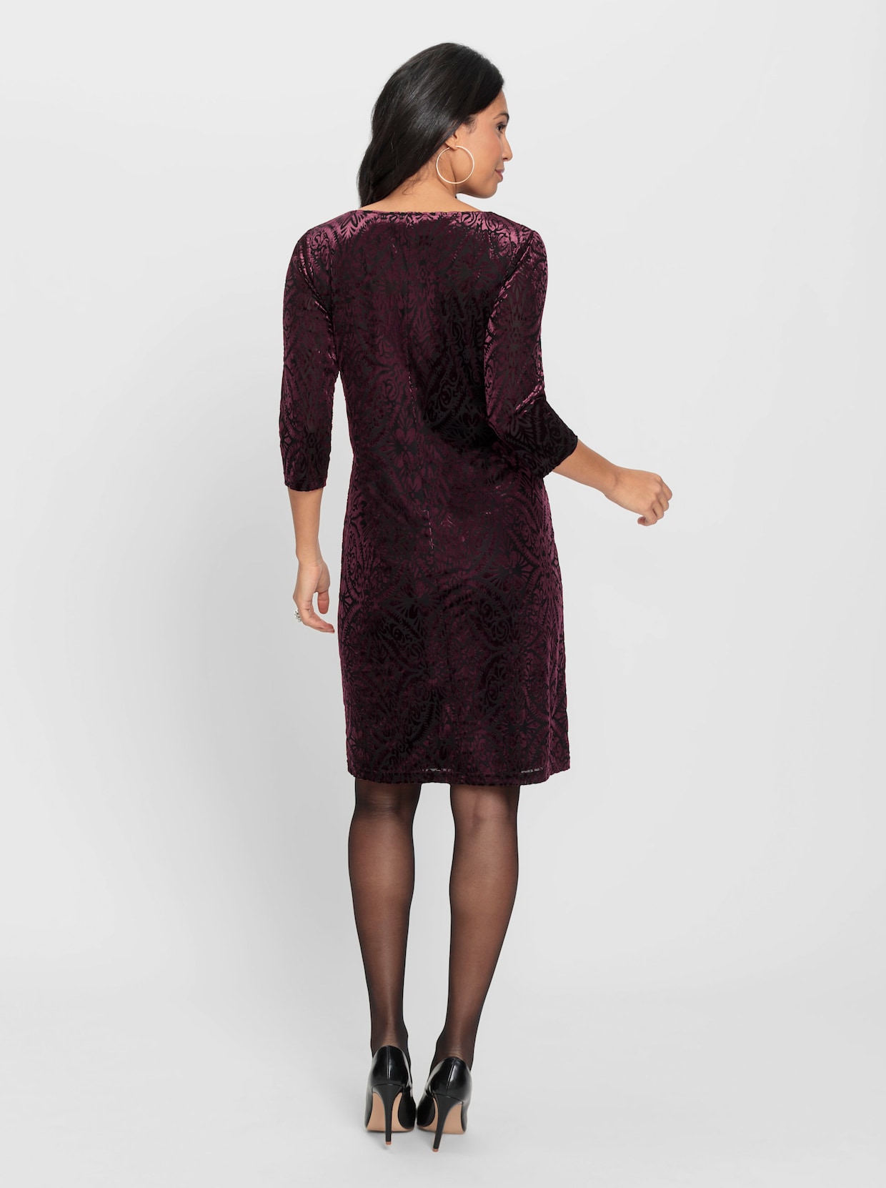 Robe en jersey - bordeaux à motifs