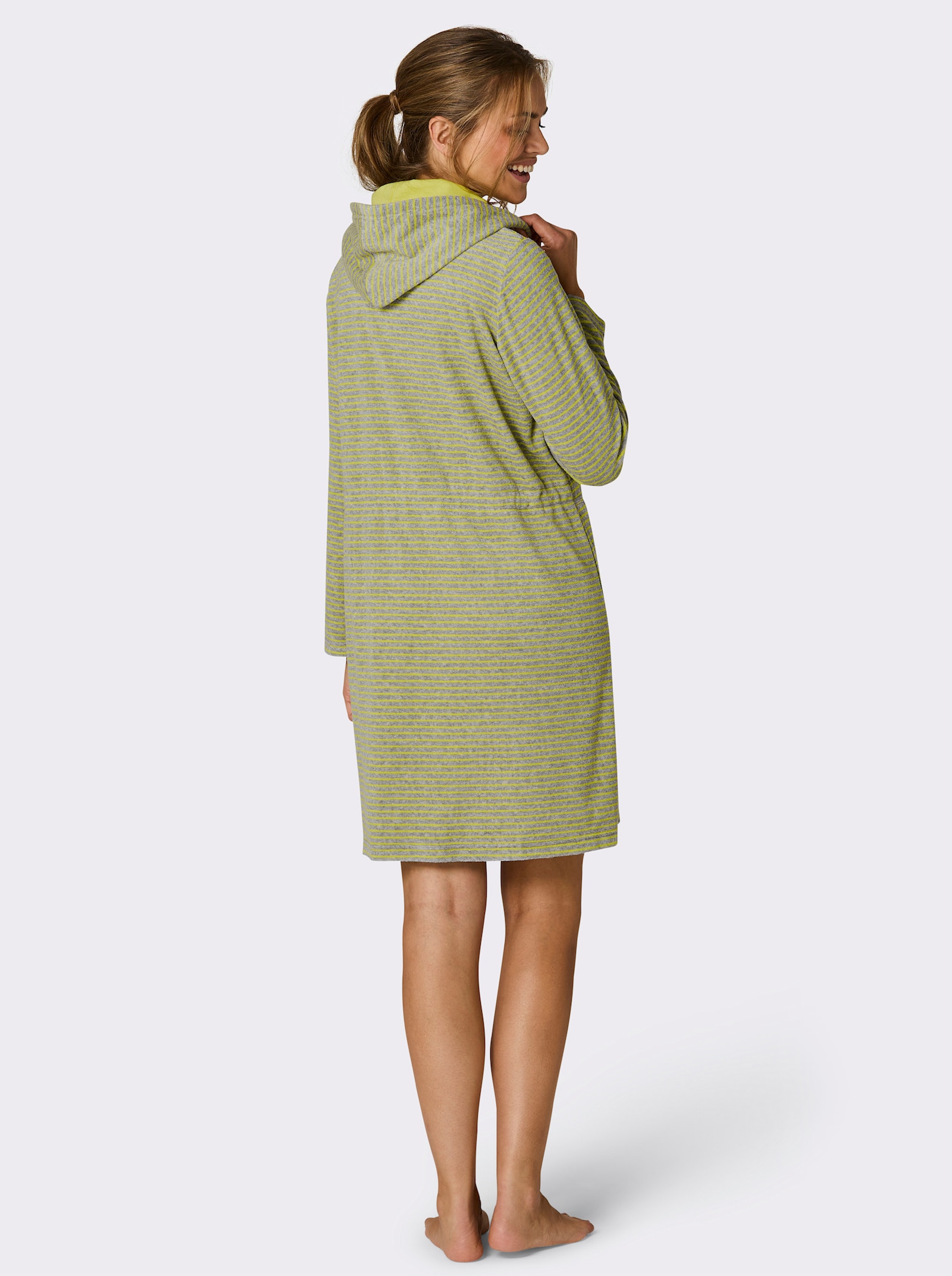 feel good Peignoir - gris chiné-citron vert