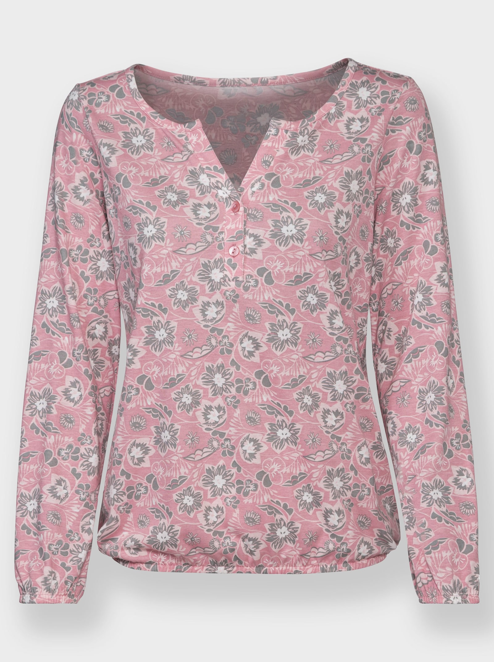 Print-Shirt aus 50% Modal und 50% Baumwolle - hortensie-steingrau-bedruckt