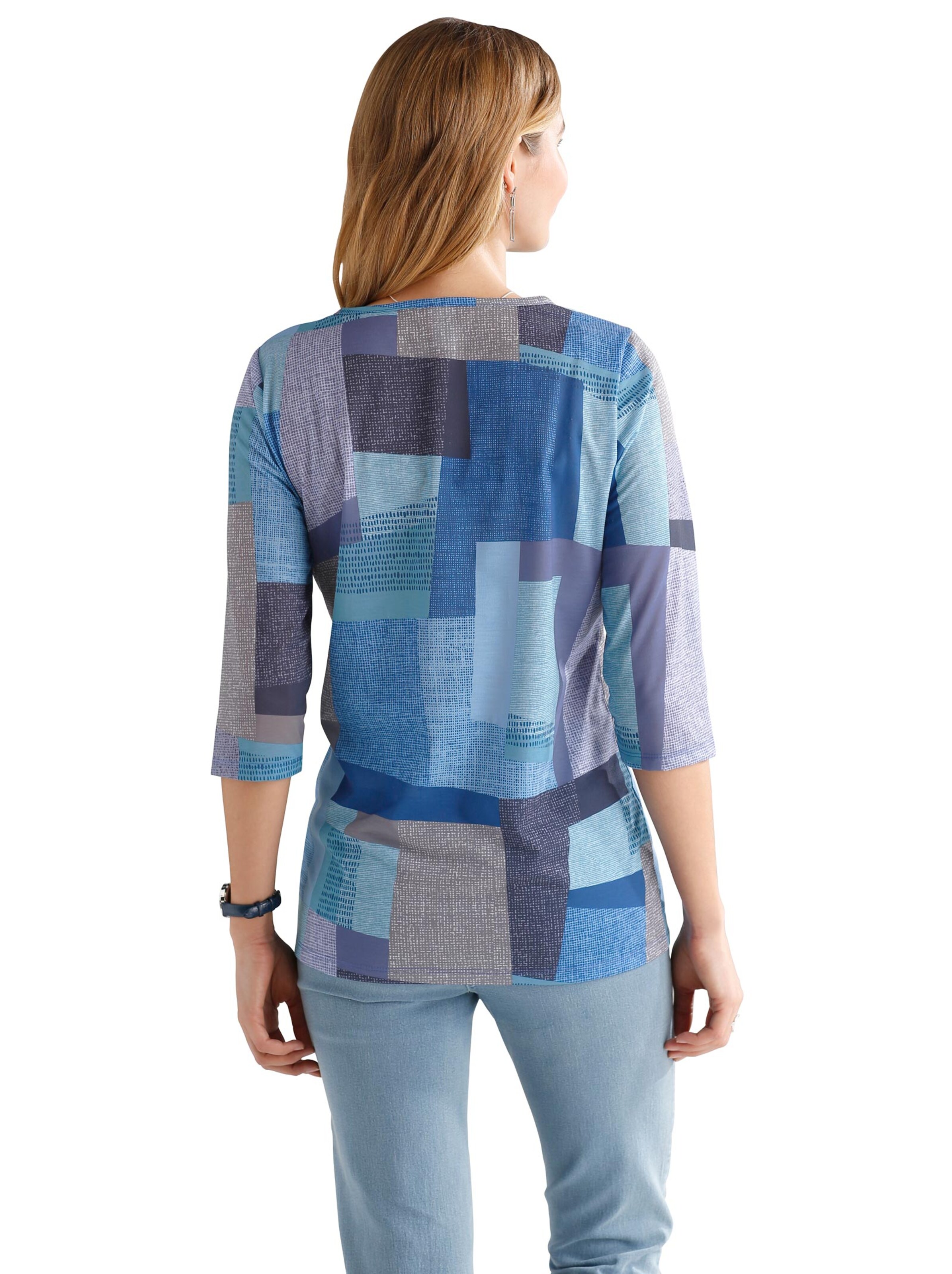 Longshirt - blau-gemustert