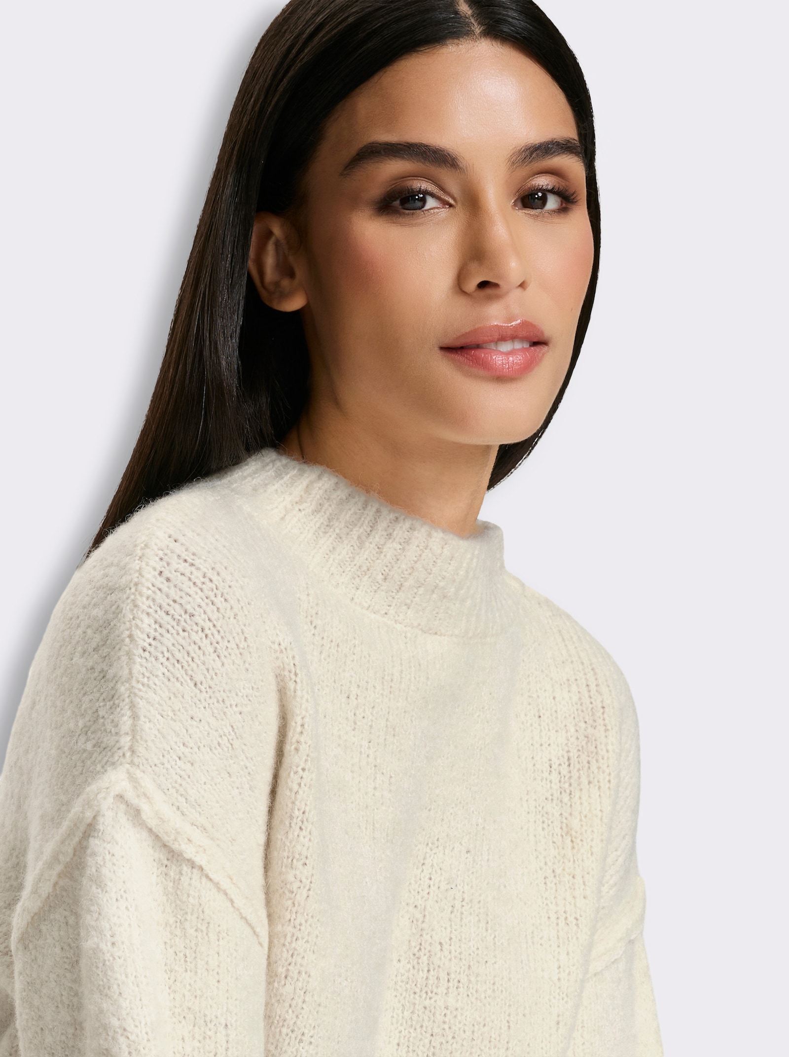 heine 3/4-Arm-Pullover mit Stehkragen - champagner