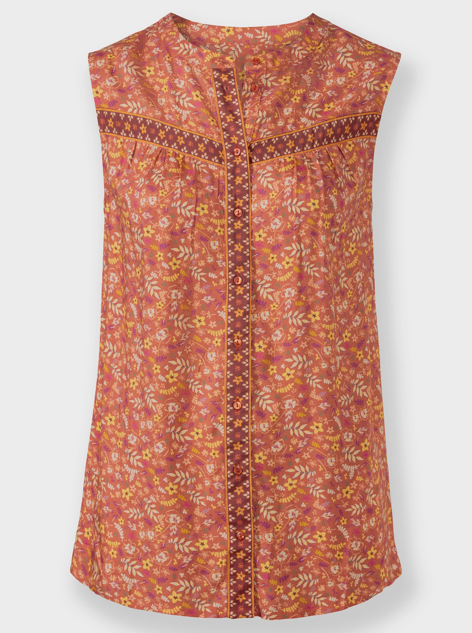 Druckbluse im Blümchenmuster - papaya-rotbraun-bedruckt