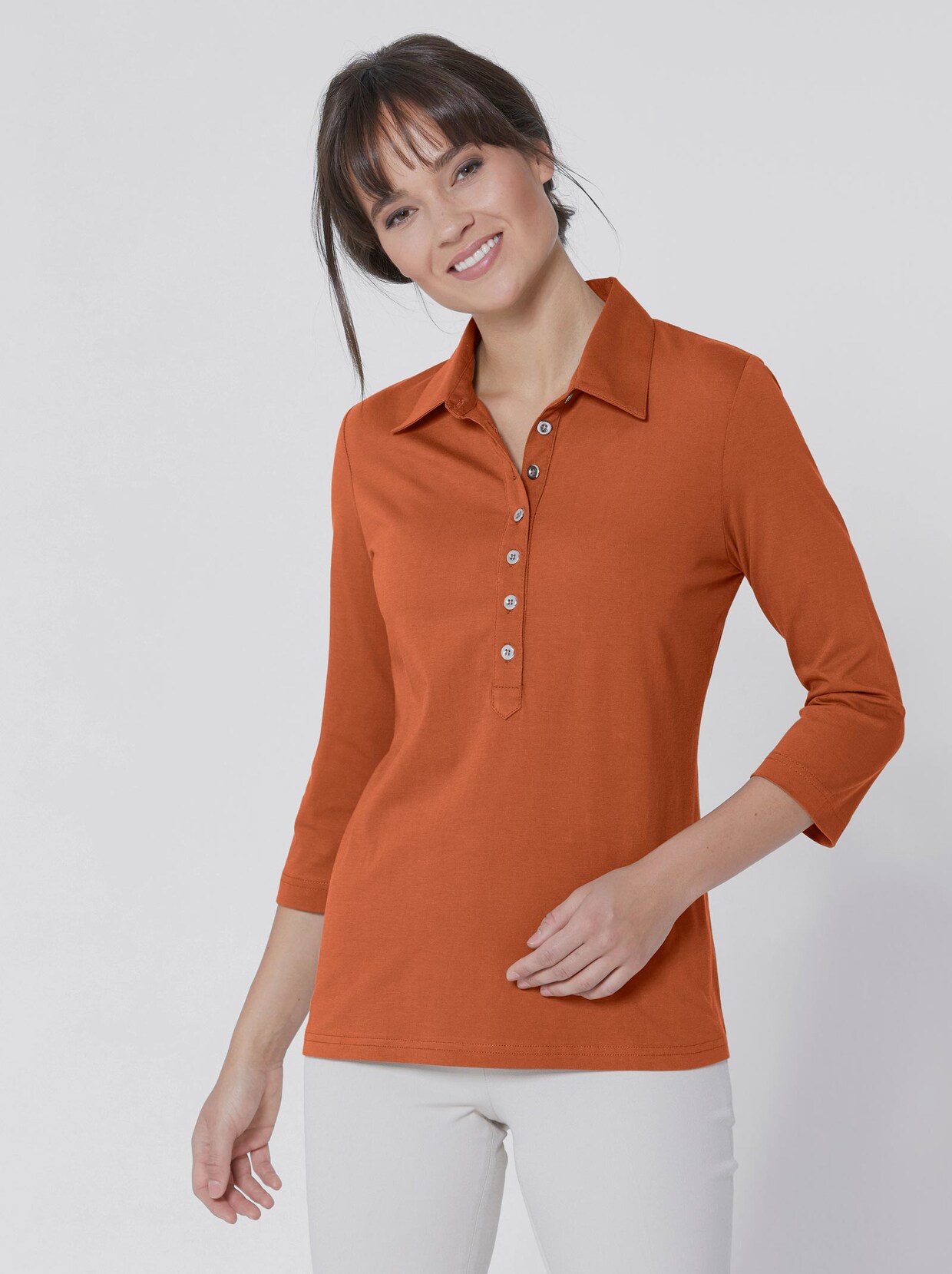 Creation L Premium Shirt van Pima-katoen - terracotta