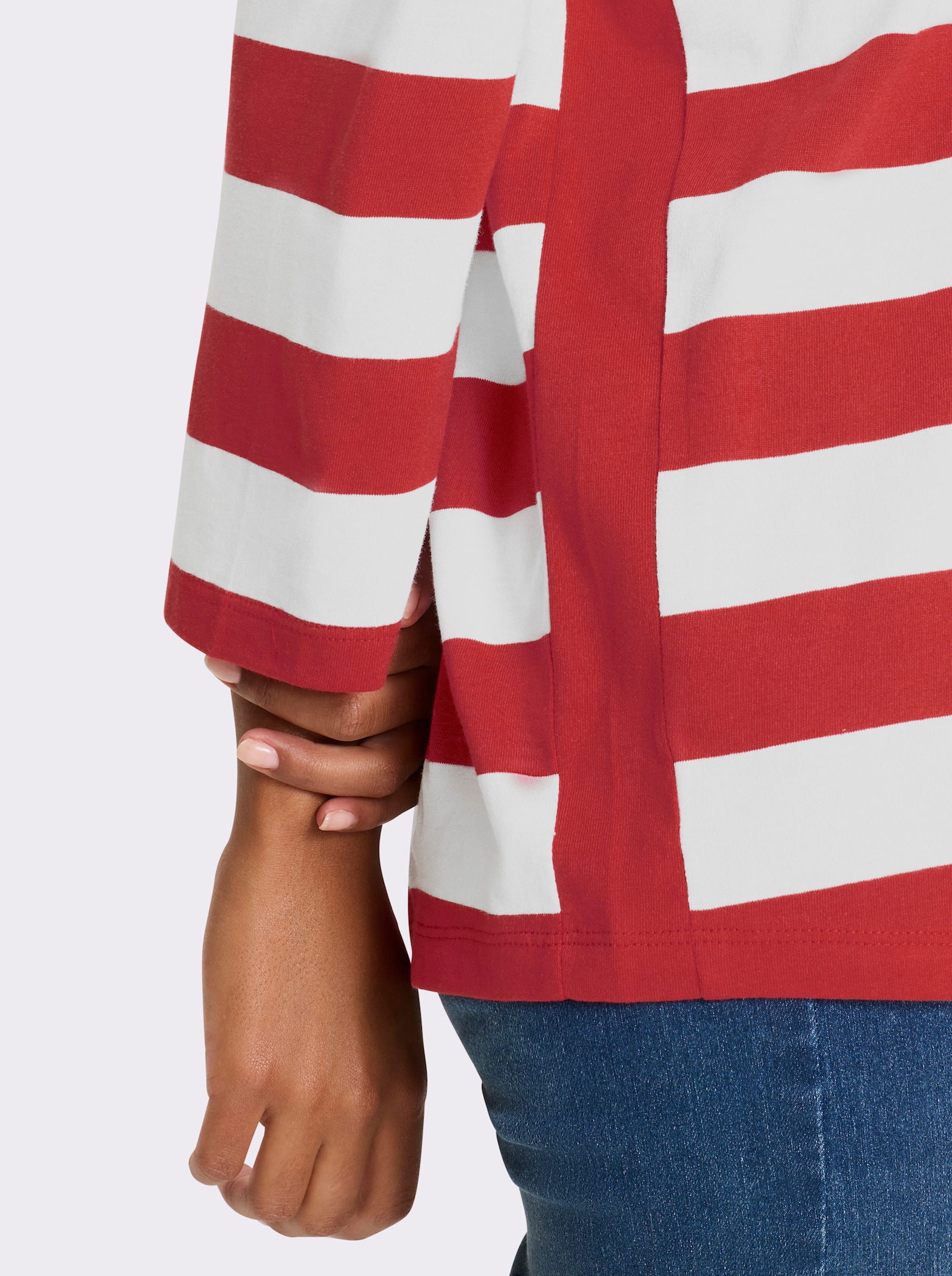 heine Ringelshirt mit seitlichen Einsätzen - erdbeere-weiß-geringelt