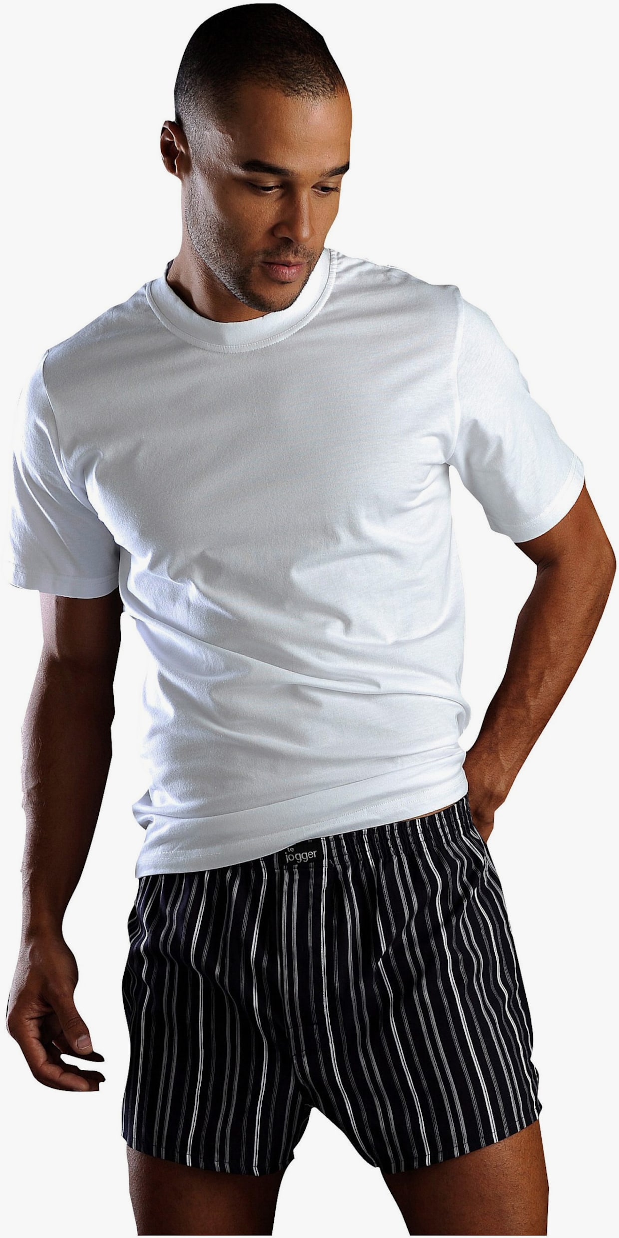 H.I.S T-Shirt - grau-meliert, weiß, schwarz