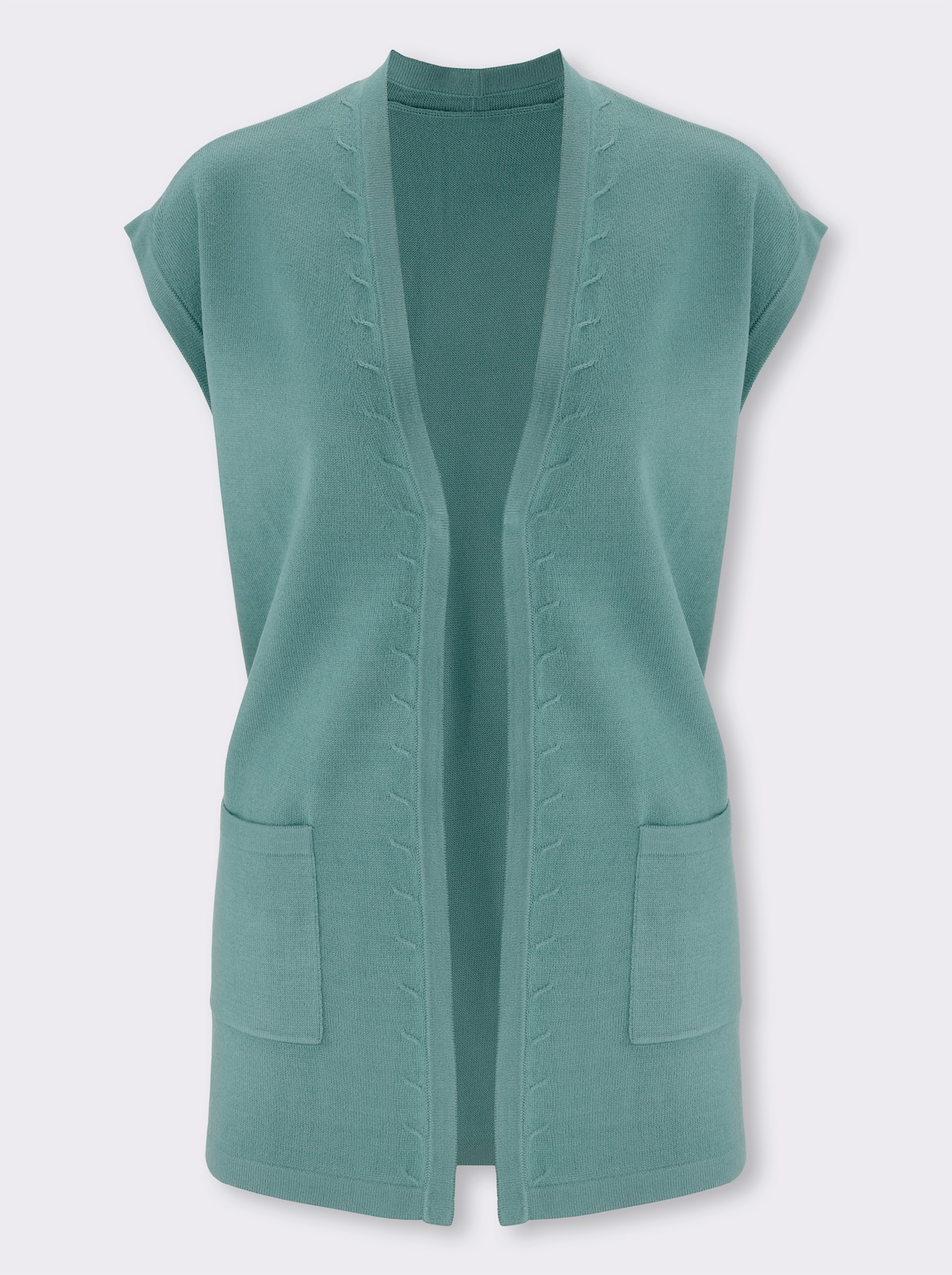 Mouwloos vest in lang model - salie