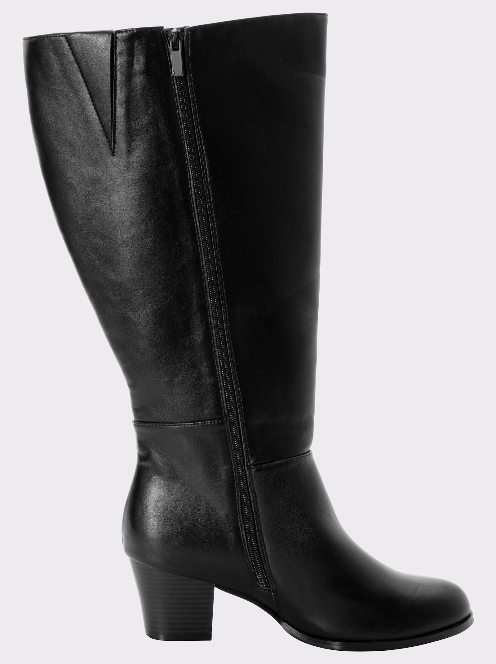 sheego Weitschaftstiefel mit Stretcheinsatz - schwarz