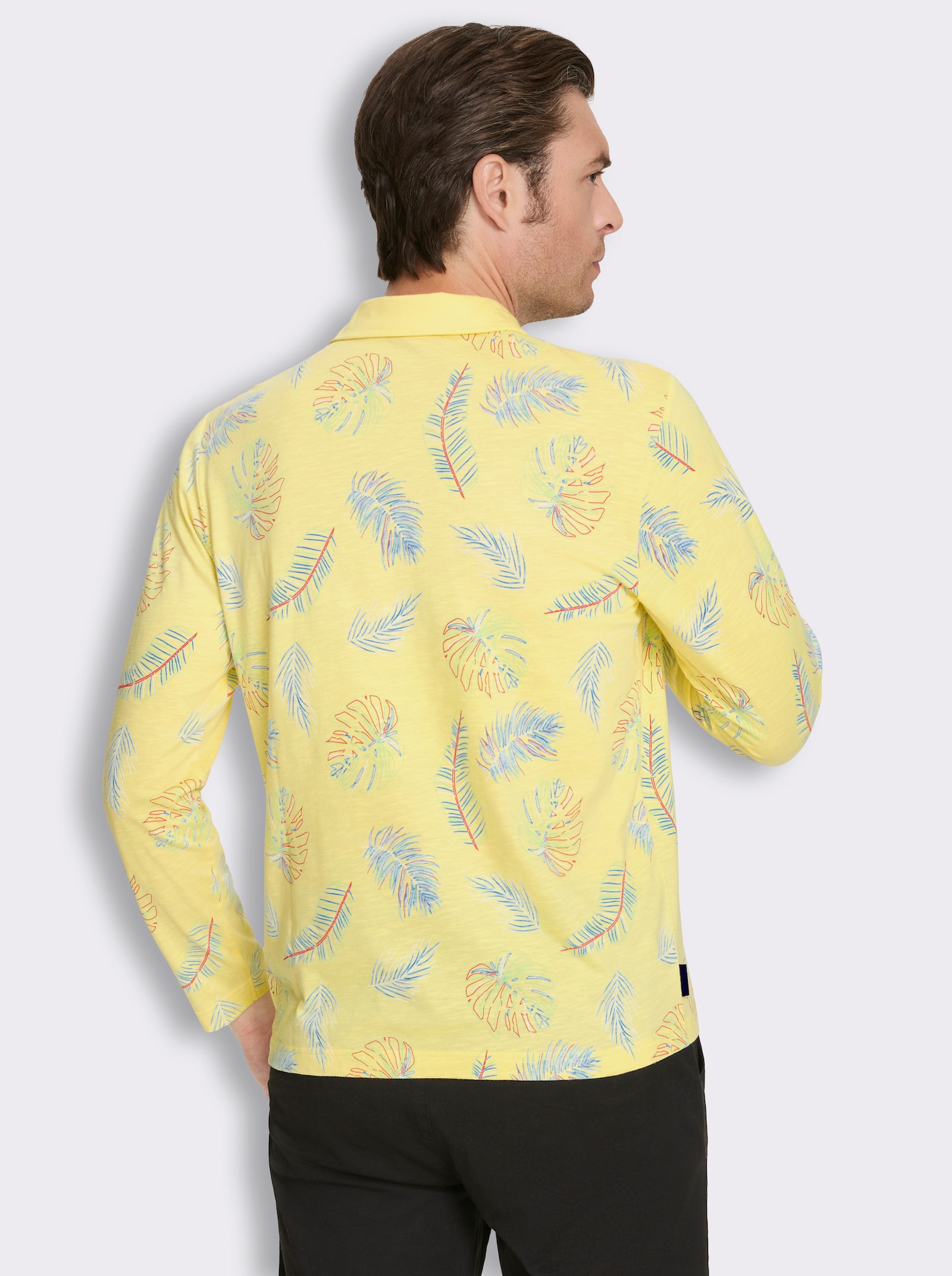 Marco Donati Langarmshirt aus Flammgarn - zitrone-bedruckt