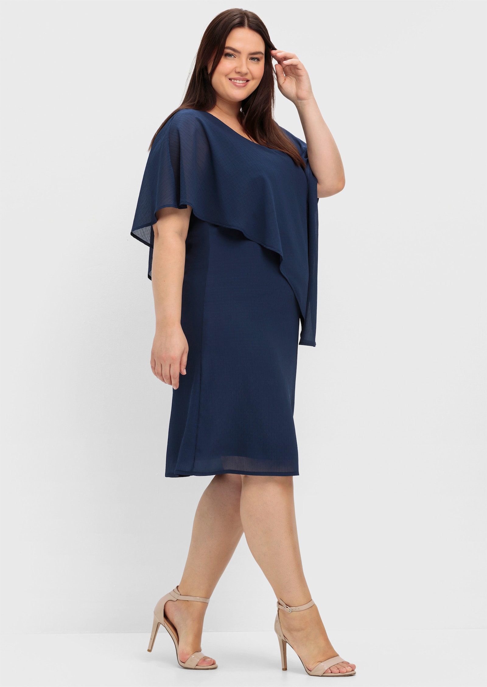 sheego Robe de cocktail en mousseline - marine