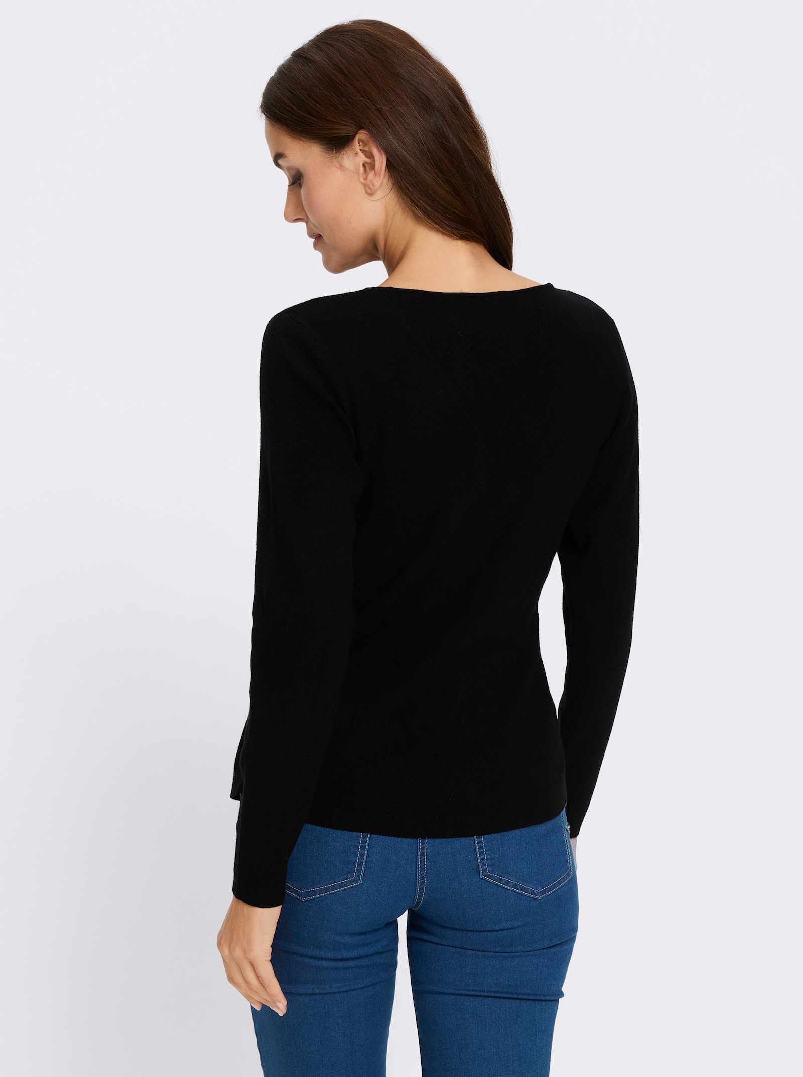 heine Feinstrickpullover im Ajourmuster - schwarz