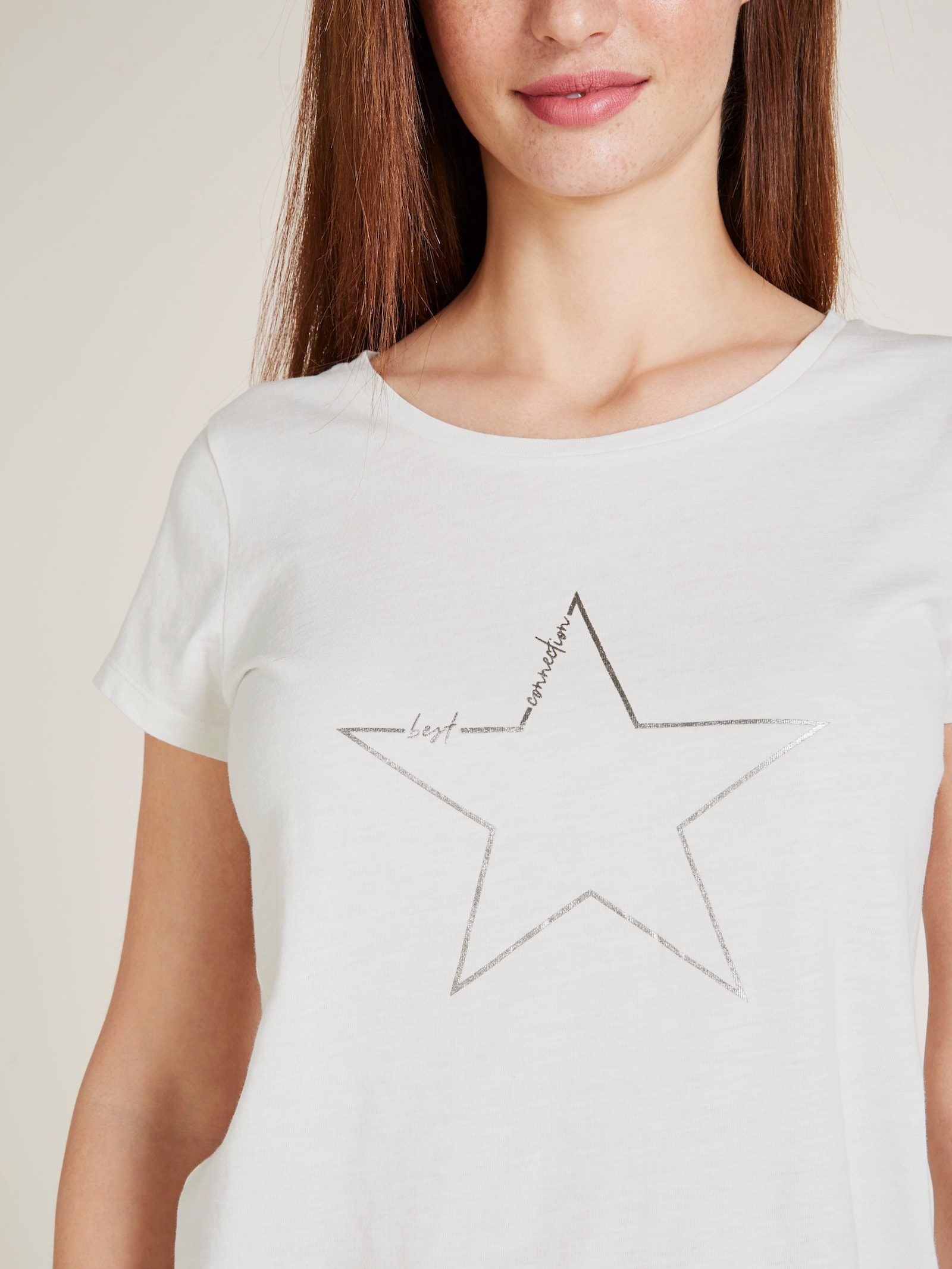 heine T-Shirt aus Flammgarn - offwhite