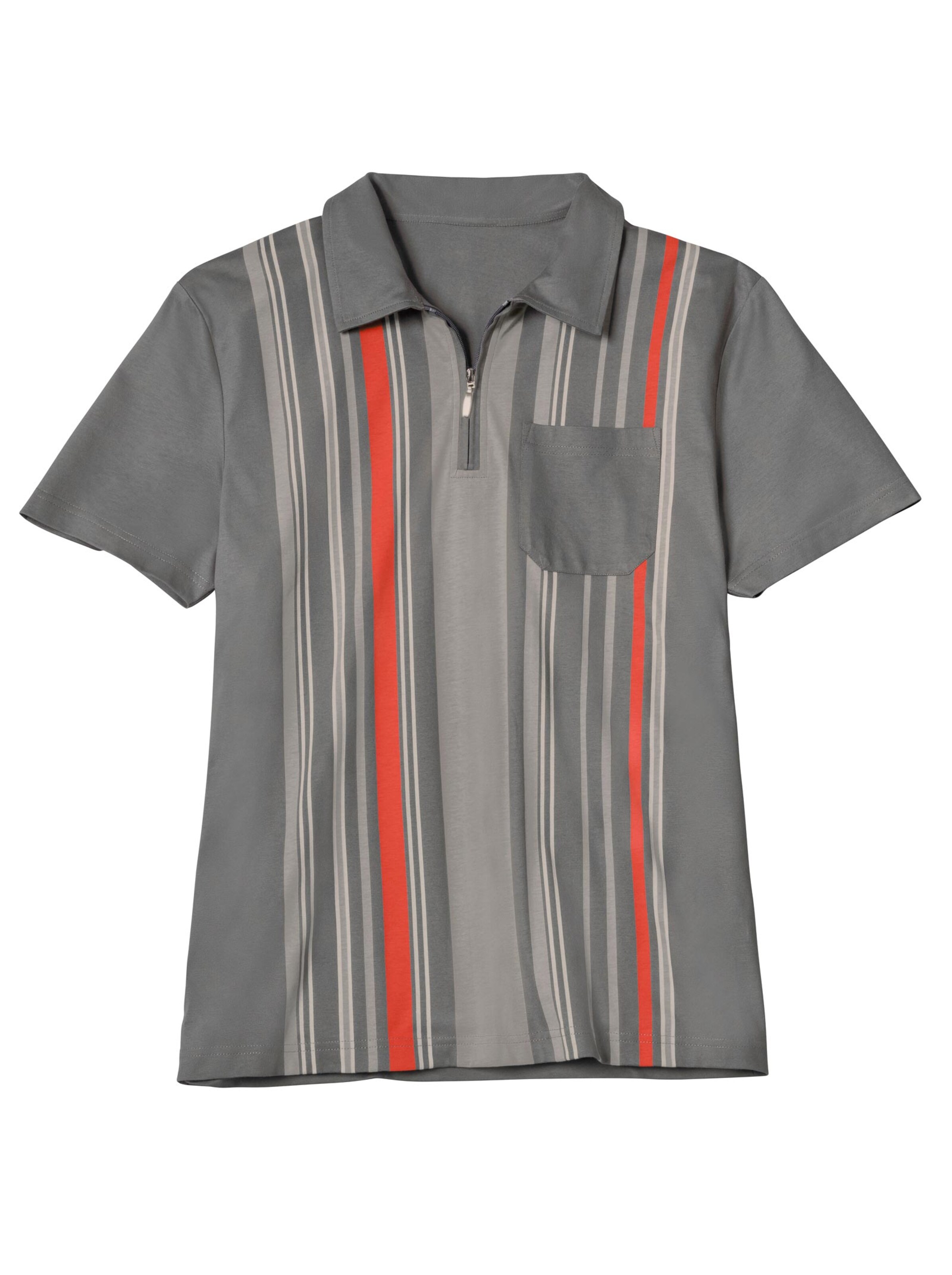 Poloshirt - grau-gestreift