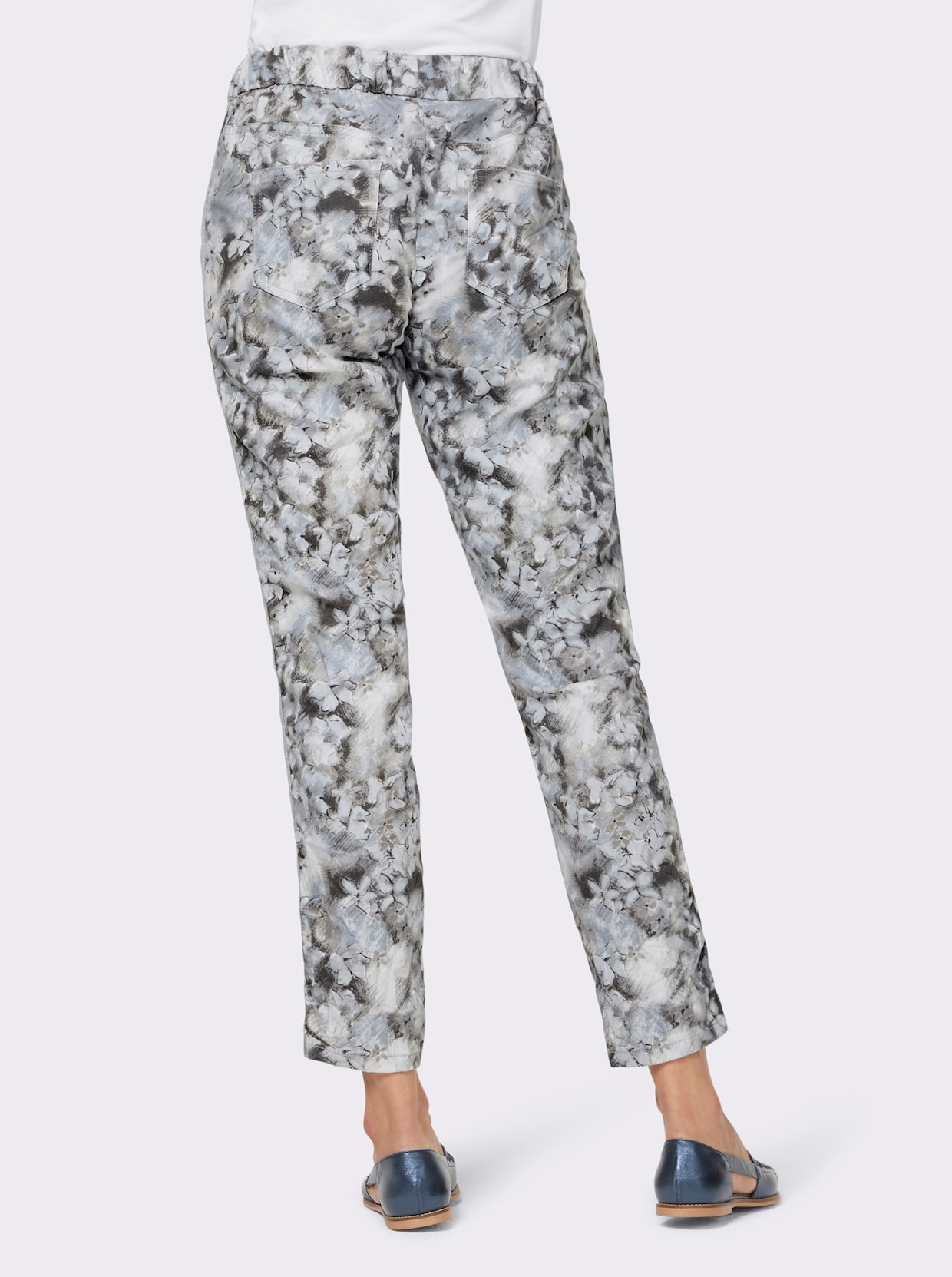 heine Broek met print - blauw/duifblauw bedrukt