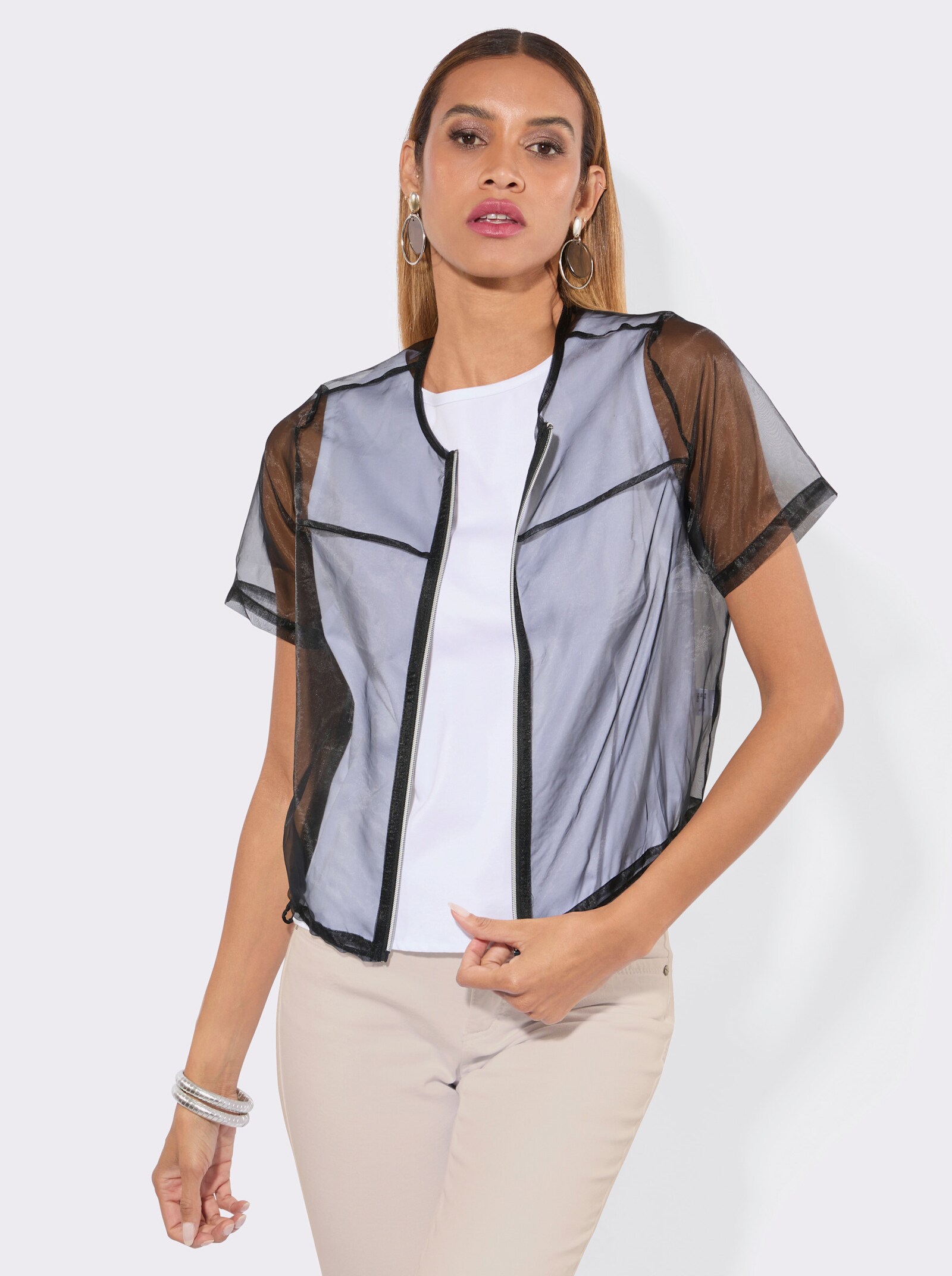 Blusenjacken aus duftigem Organza - schwarz