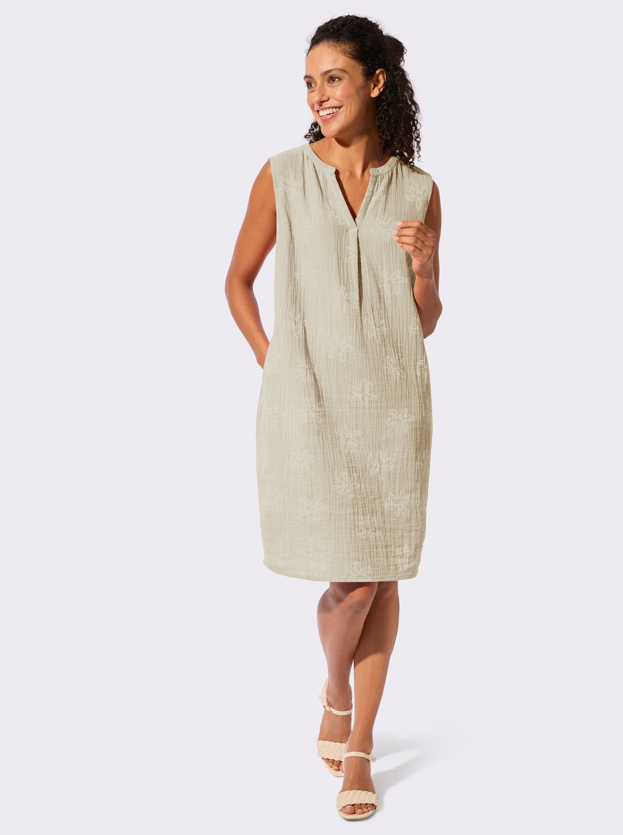 Baumwollkleid - sand-ecru