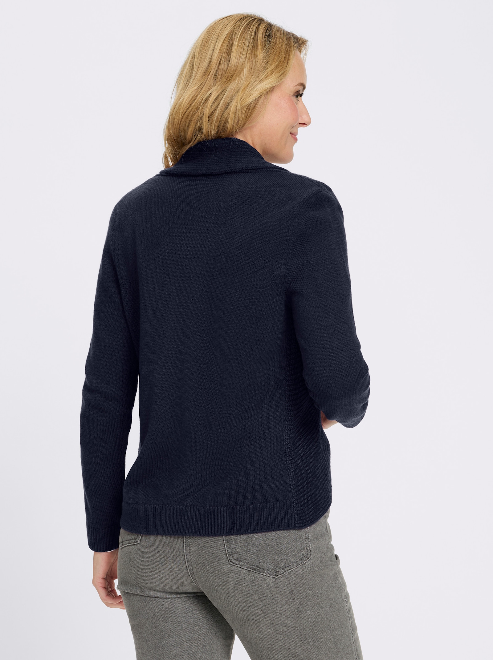 Strickjacke mit Schalkragen - marine