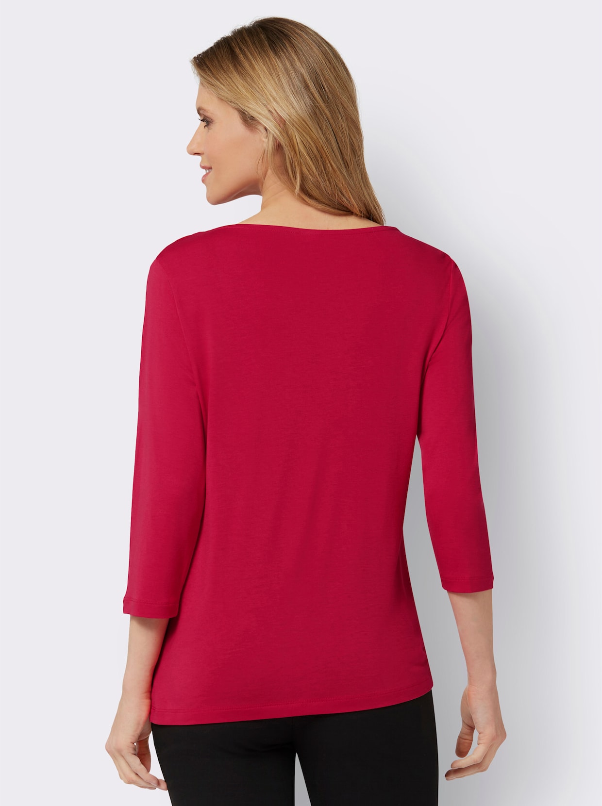 Shirt met cascadehals - aardbei