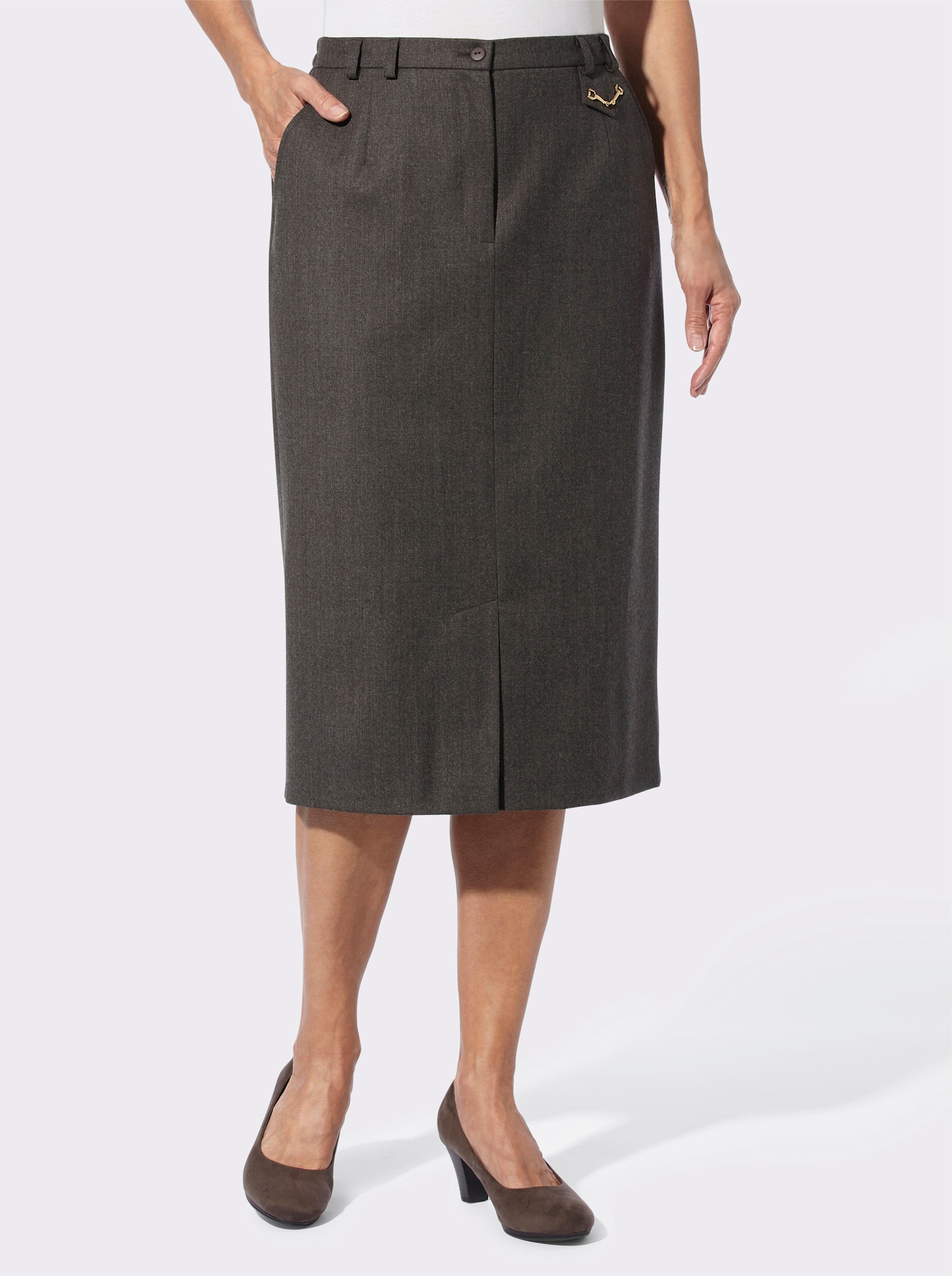 Webrock mit Deko-Patte - braun-meliert