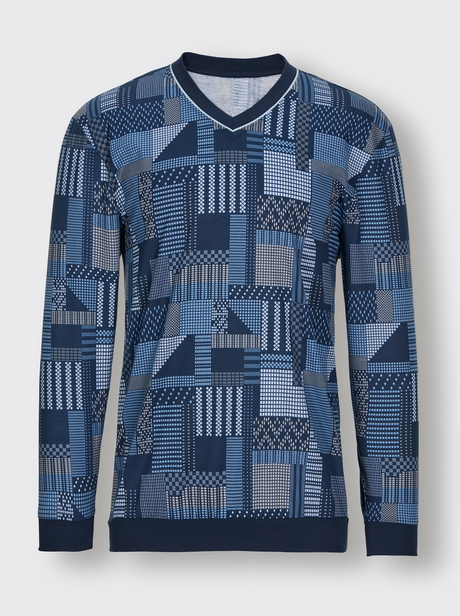 wäschepur men Schlafanzug - dunkelblau-mittelblau-bedruckt