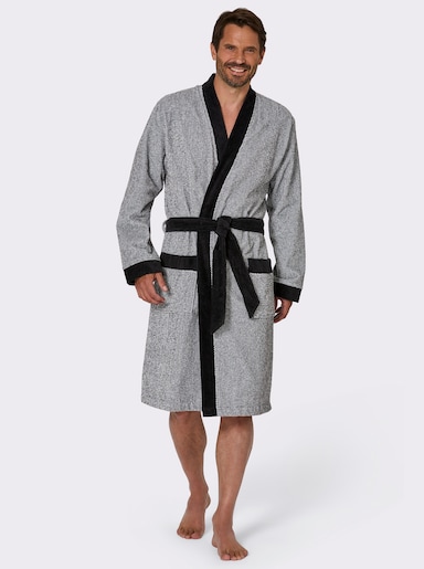 feel good Bademantel - schwarz-weiß-meliert