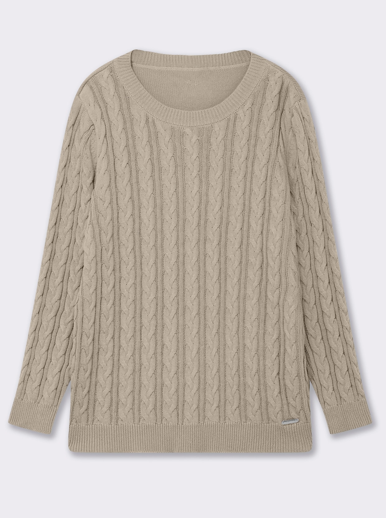 Strickpullover mit Zopfmuster - sand