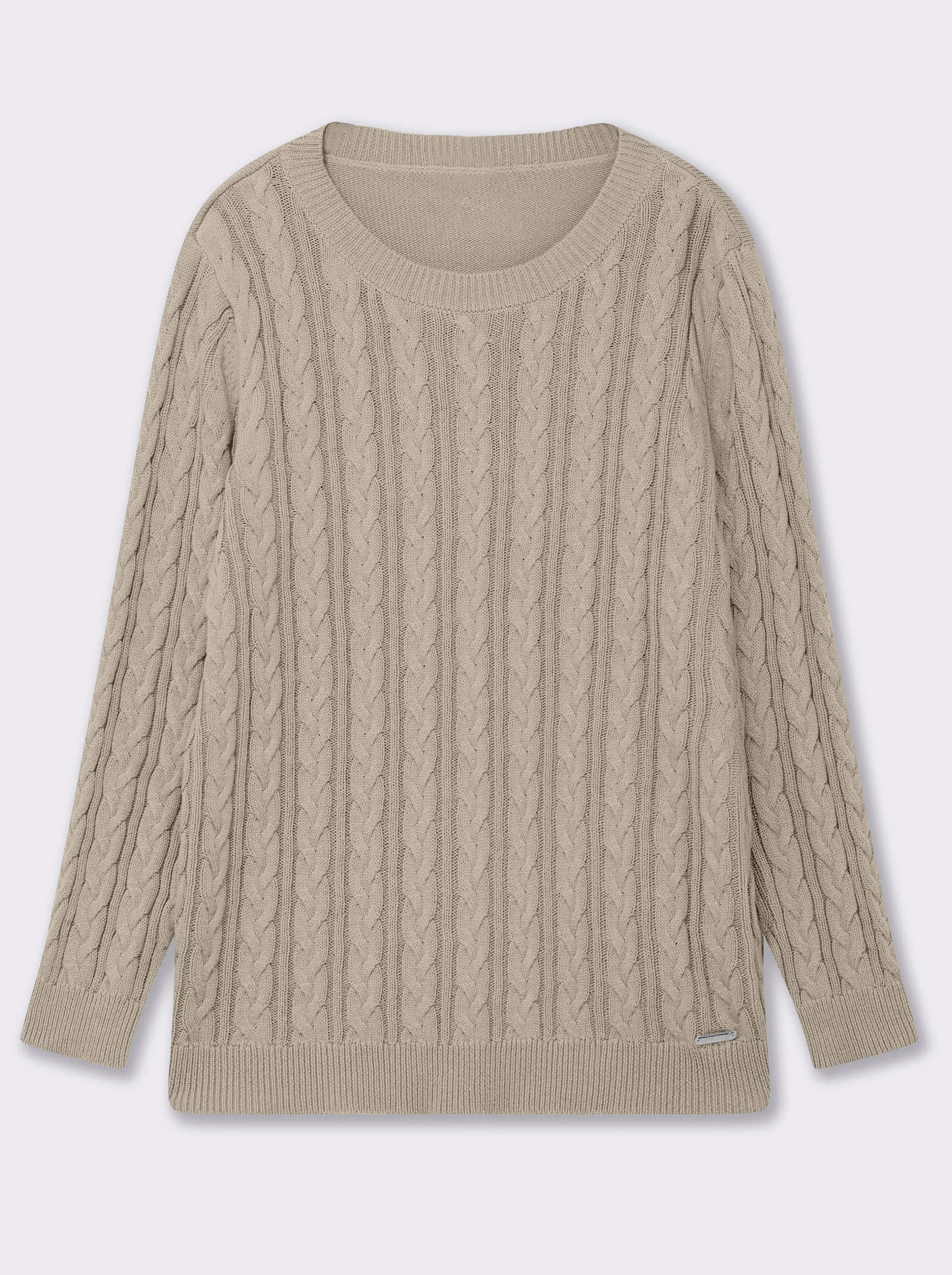 Strickpullover mit Zopfmuster - sand