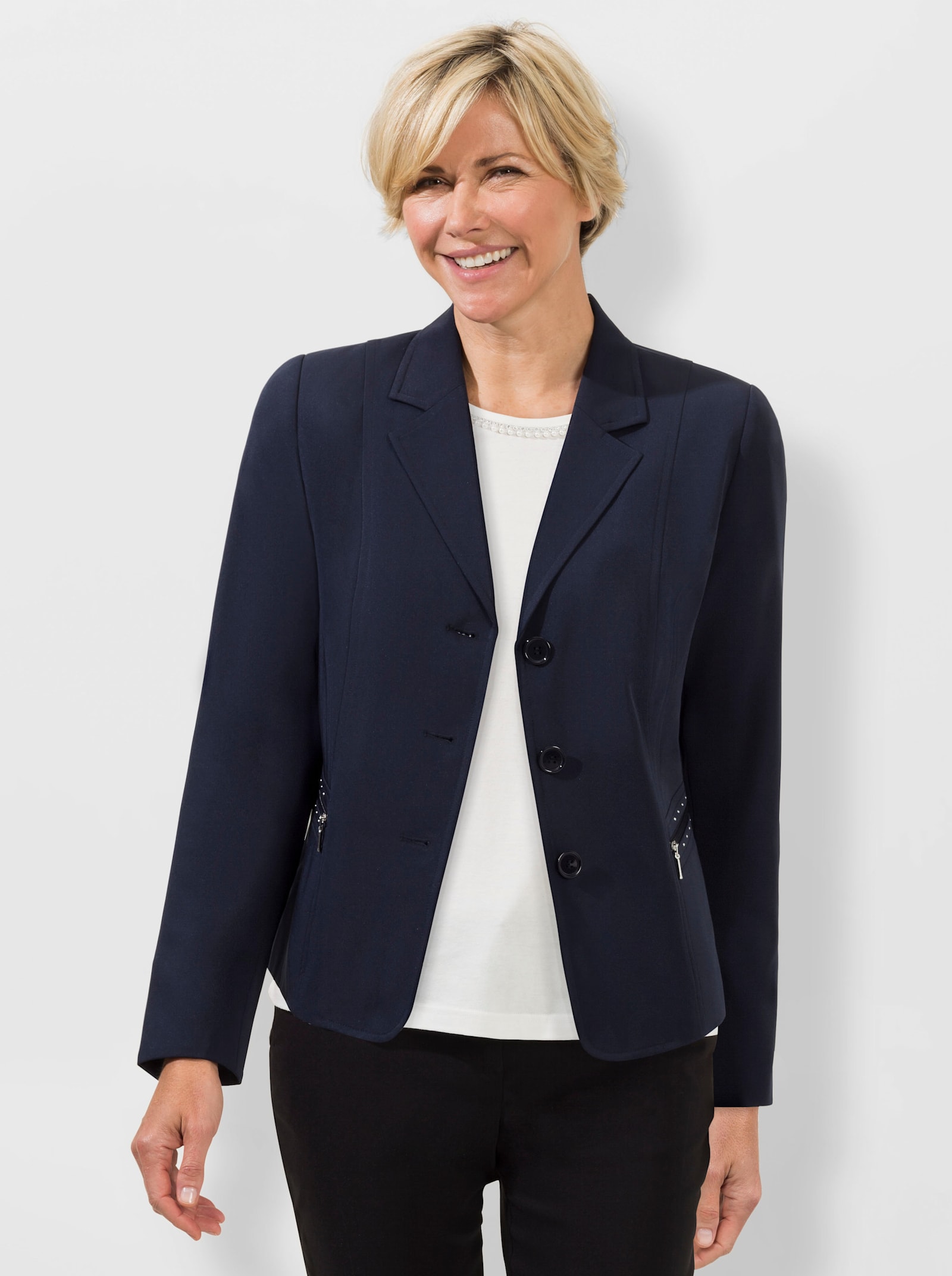 Blazer in bi-stretchkwaliteit - marine