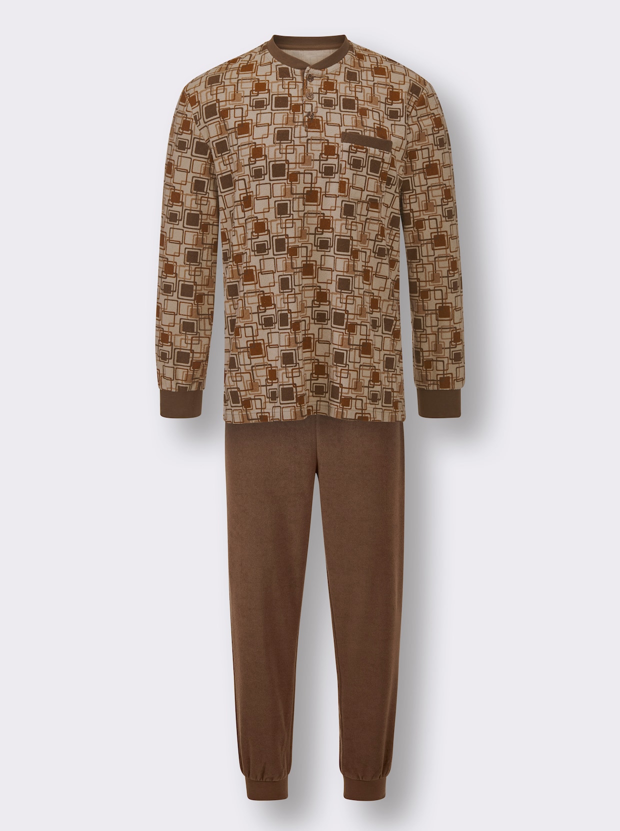 KINGsCLUB Pyjama - beige/bruin geprint