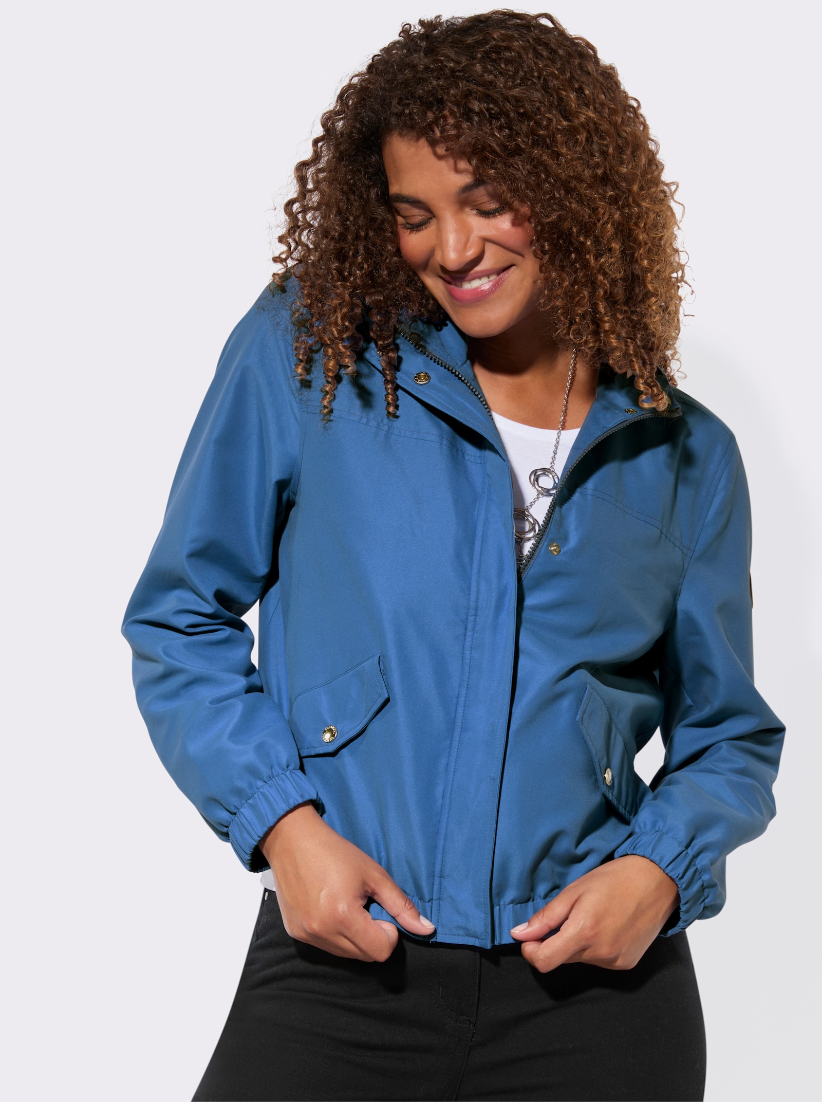Jacke mit elastischen Abschlüssen - jeansblau