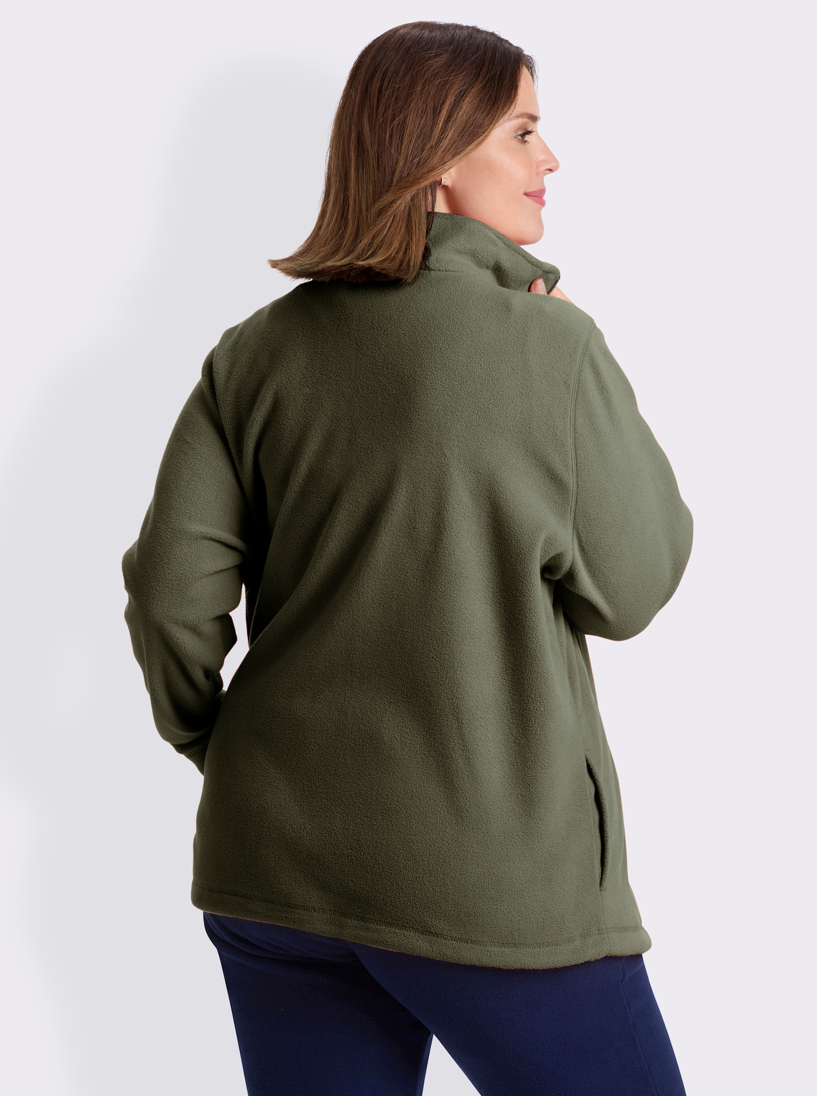 Fleecejacke Kordeldurchzug am Saum - grün