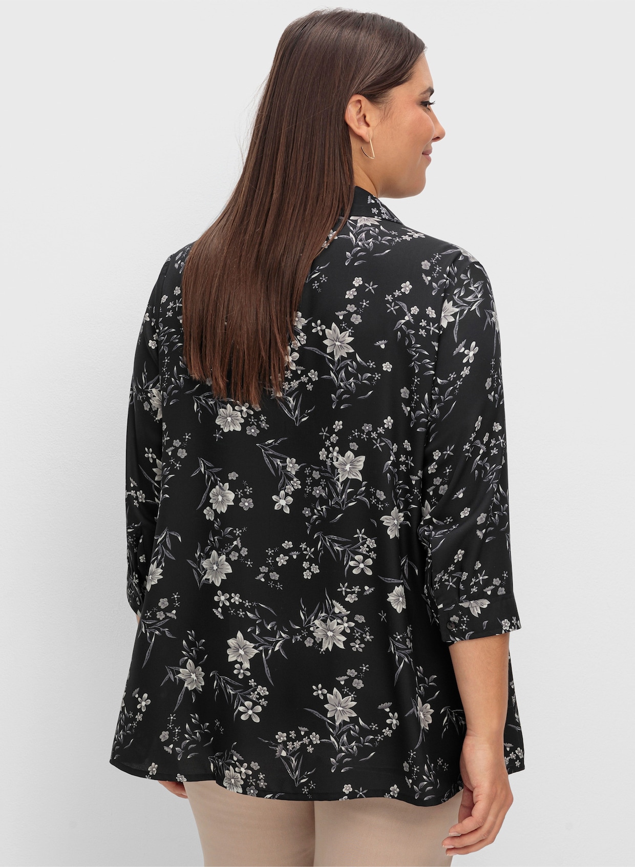 Longbluse - schwarz-bedruckt