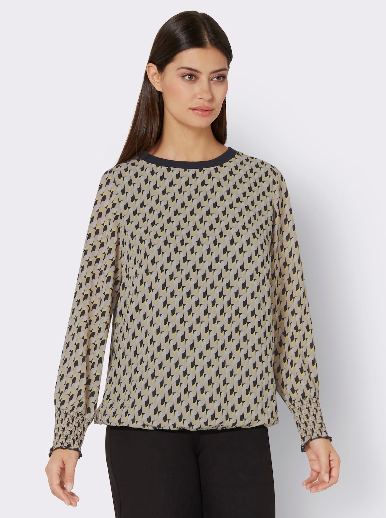 Blouse met print - zwart/limoen bedrukt