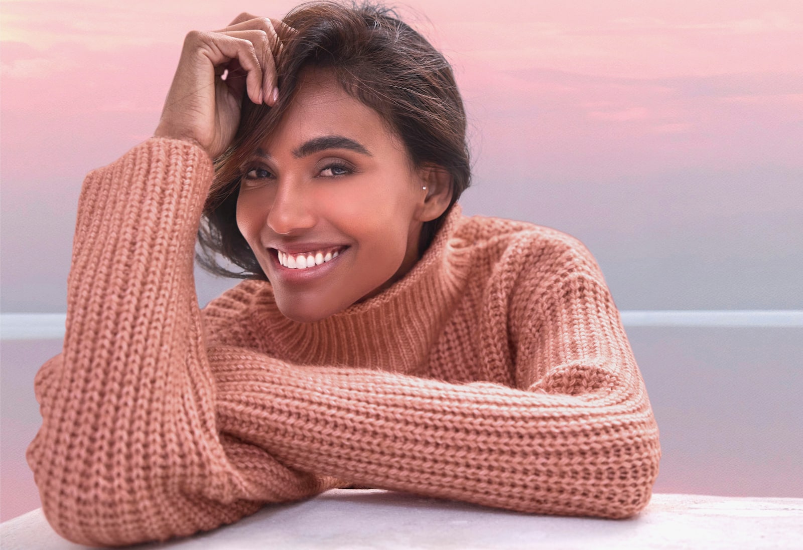 Buffalo Stehkragenpullover - rosenholz meliert