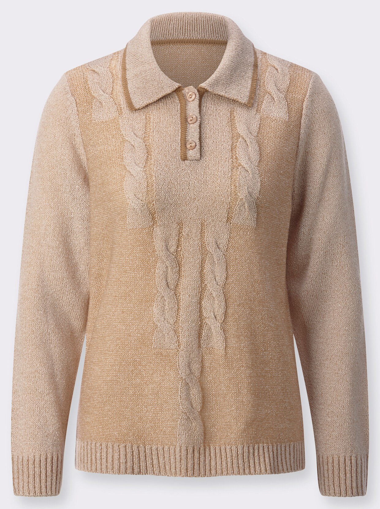 Bouclé-pullover - ivoor gemêleerd