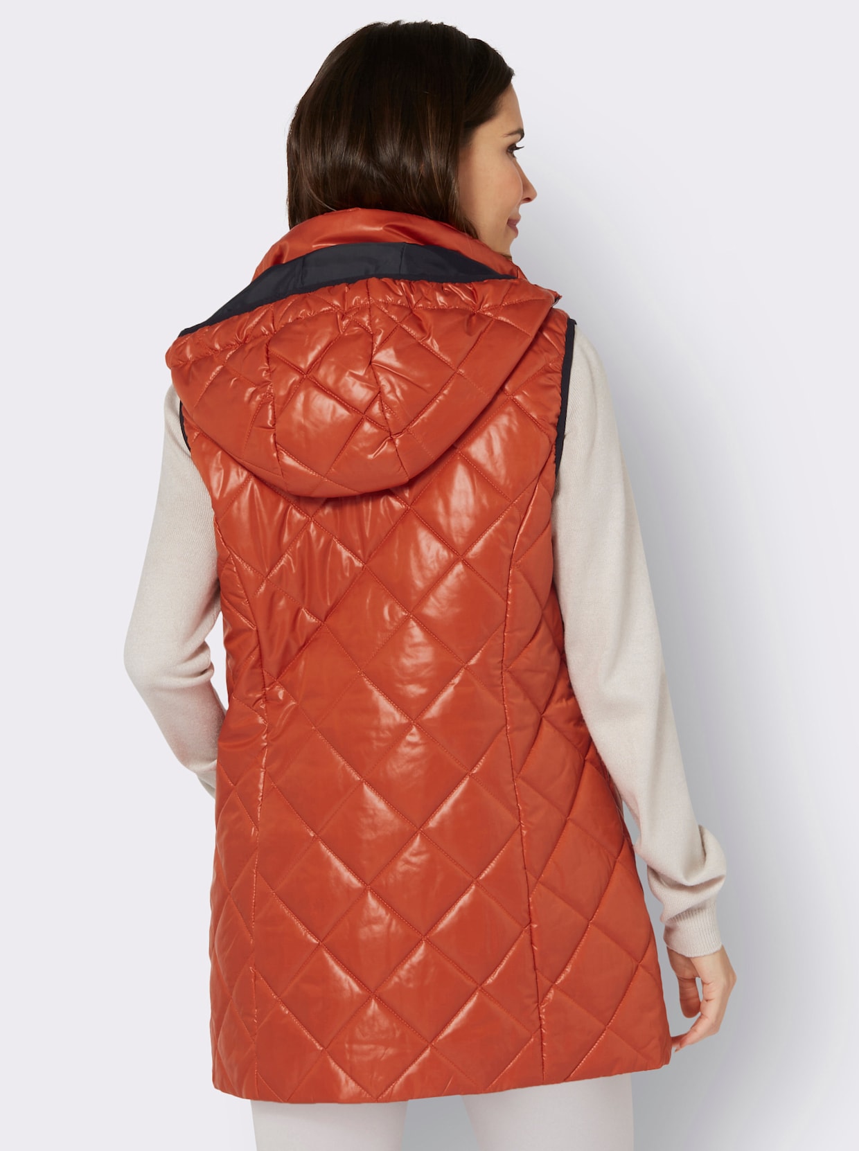 Lange bodywarmer - roestrood