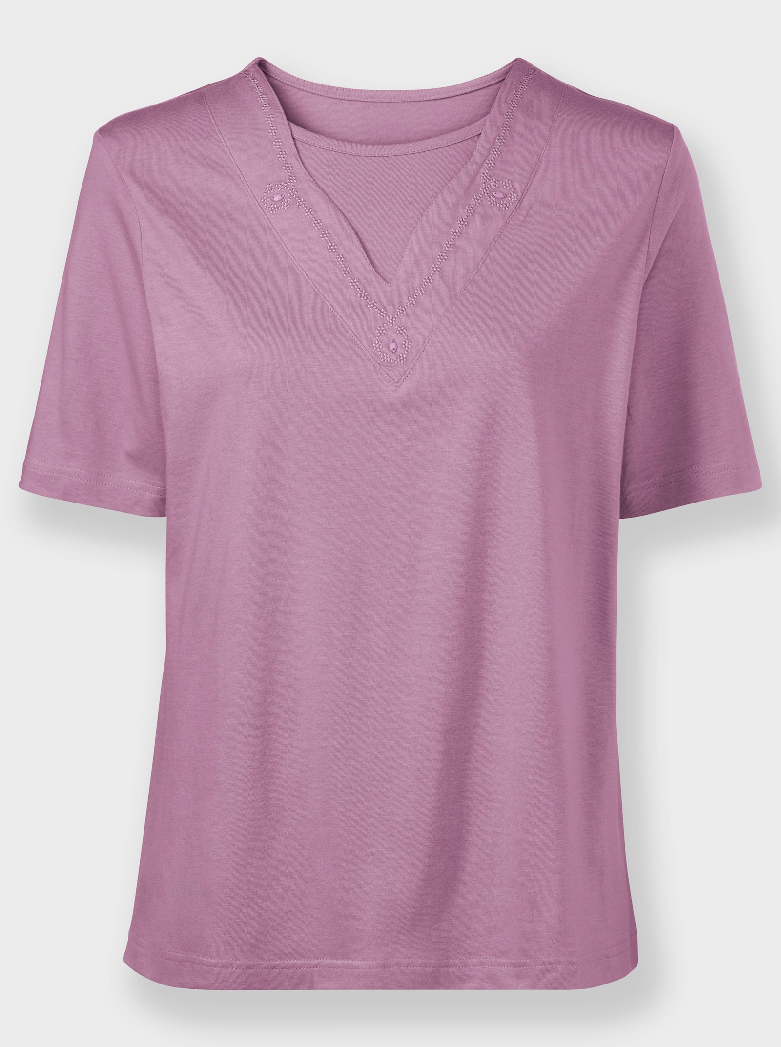 Kurzarmshirt in 2-in-1-Optik - orchidee