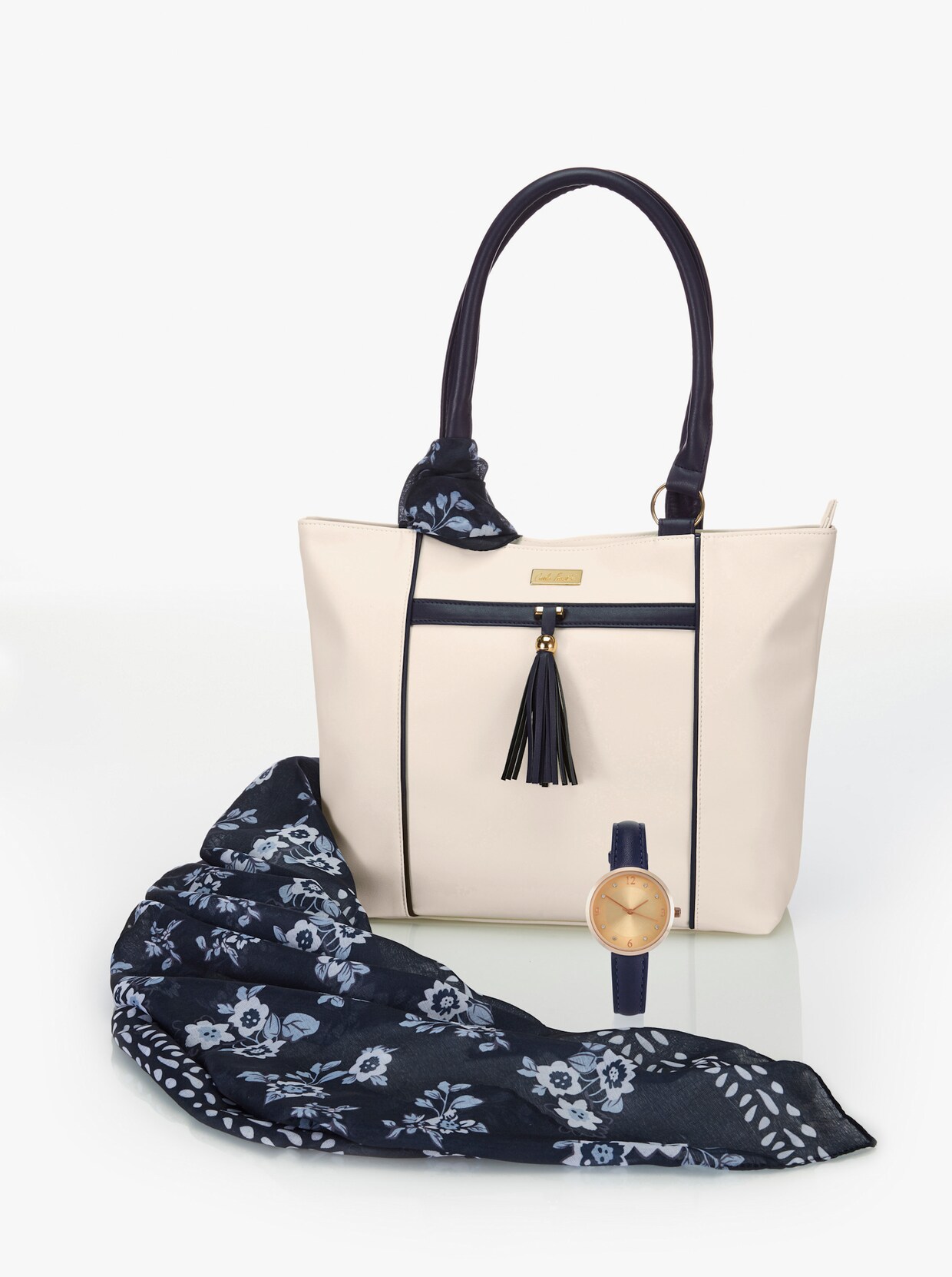 Tasche + Uhr + Schal - marine