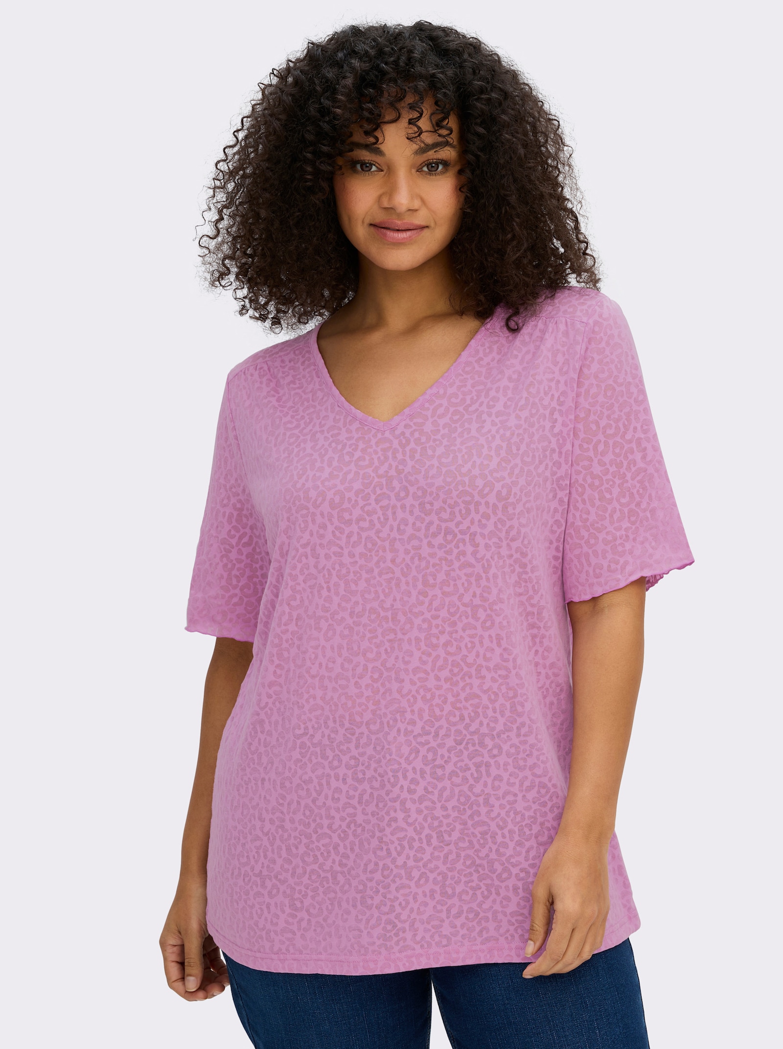 sheego V-Shirt in Ausbrenner-Optik - orchidee