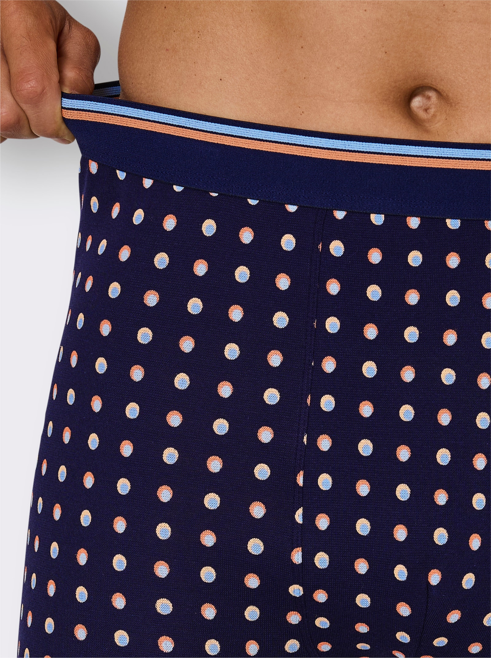 wäschepur men Hose lang - marine-getupft + marine-gestreift