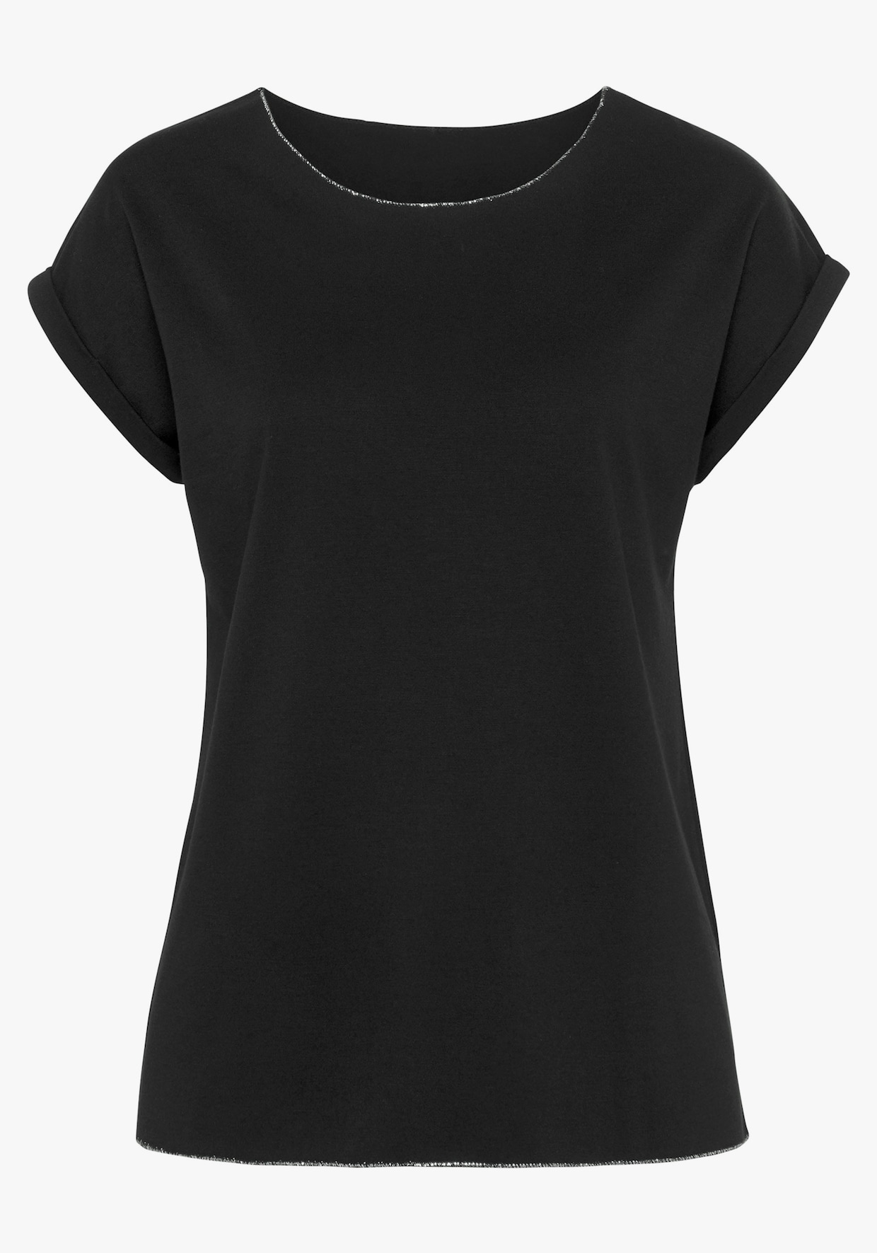 LASCANA Shirt met ronde hals - zwart