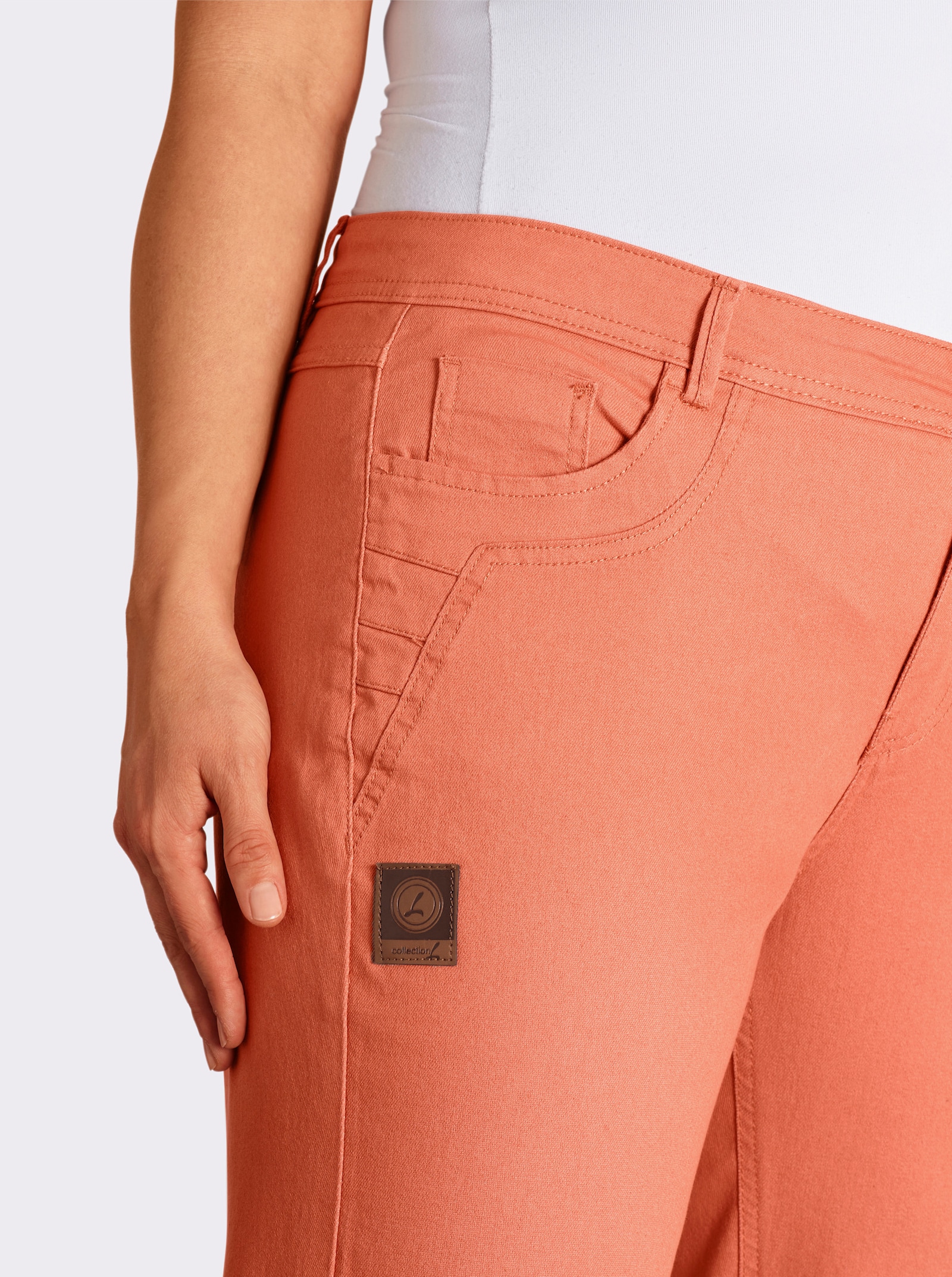  5-Pocket-Jeans mit Ziernähten - papaya