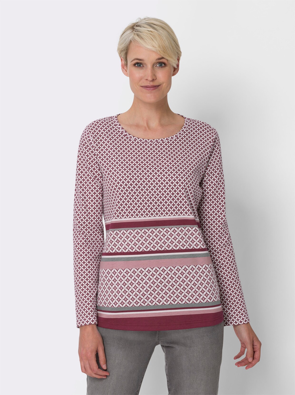 Shirt met lange mouwen - bordeaux/hortensia bedrukt