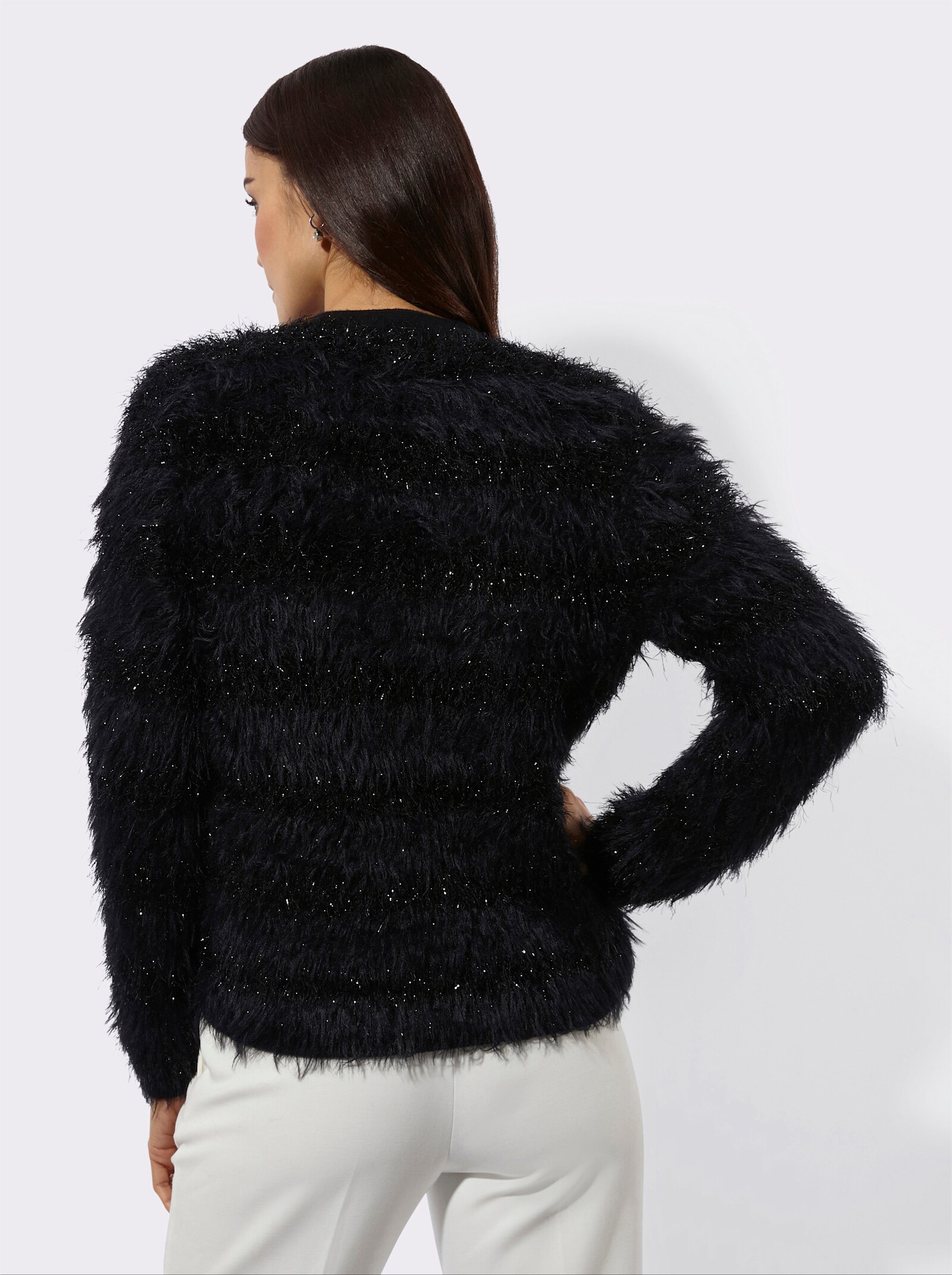 Strickjacke mit Glitzergarn - schwarz
