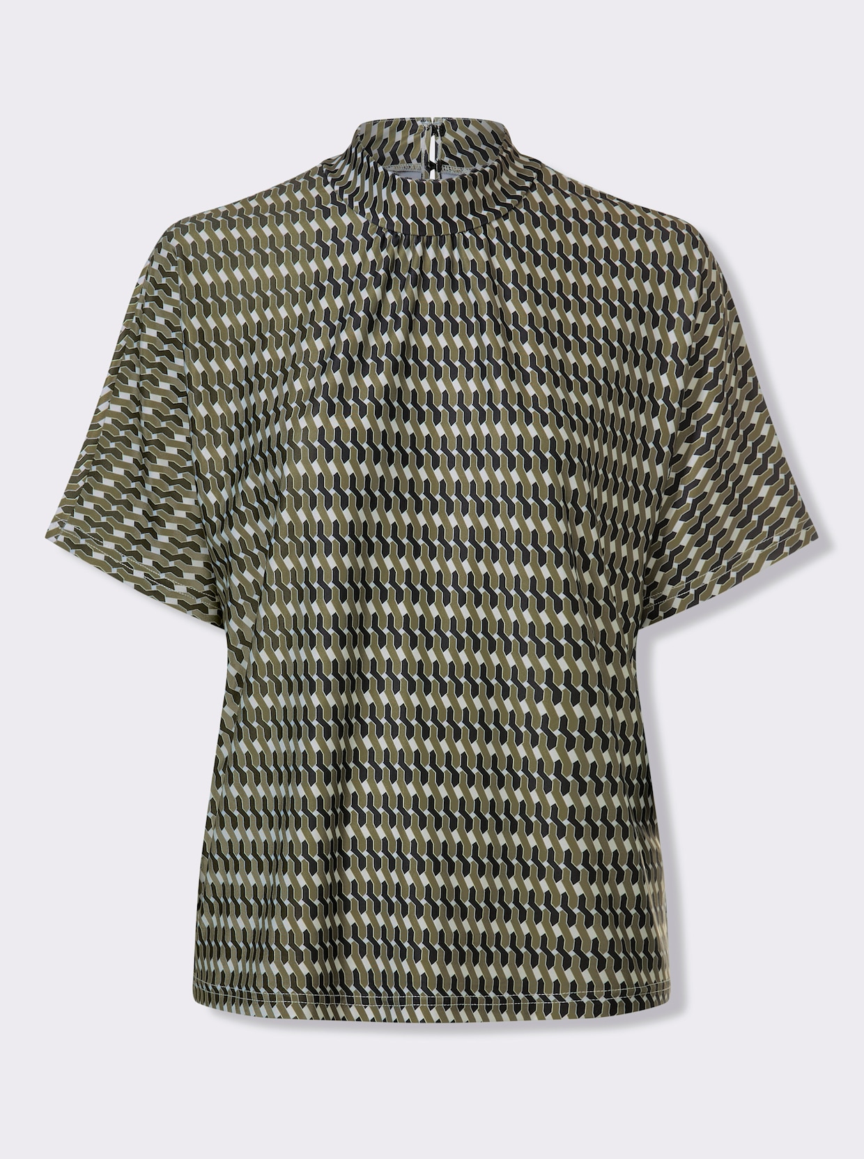 heine Blusenshirt - oliv-schwarz-bedruckt