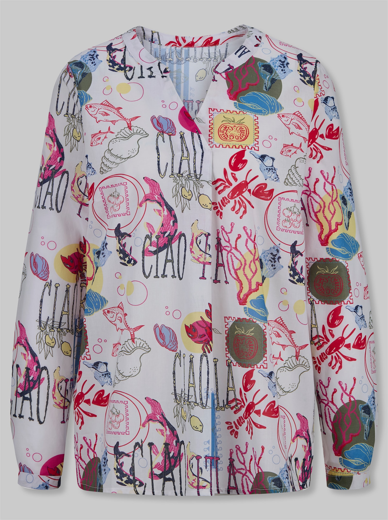 heine Druckbluse mit extravagantem Print - ecru-erdbeere-bedruckt