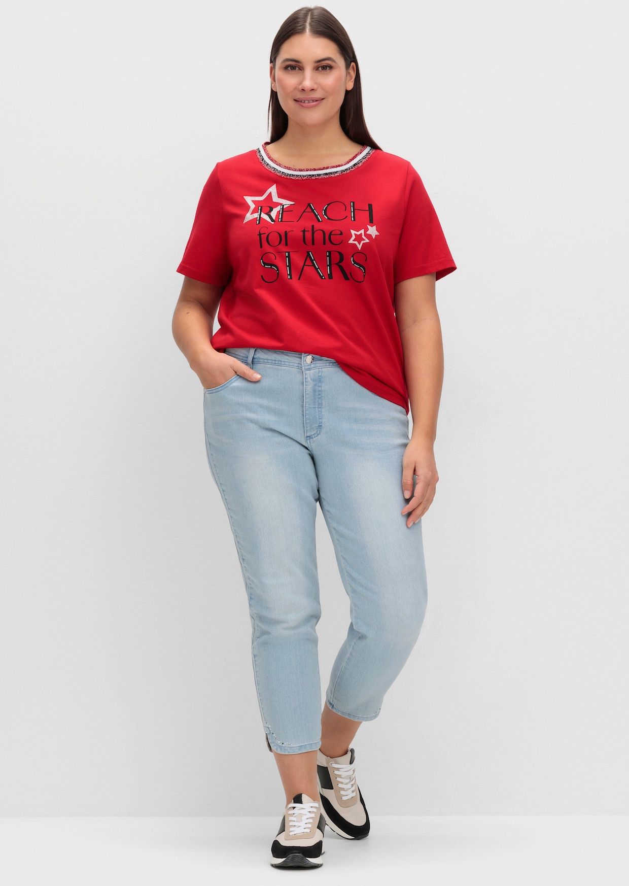 Kurzarmshirt - rot-schwarz