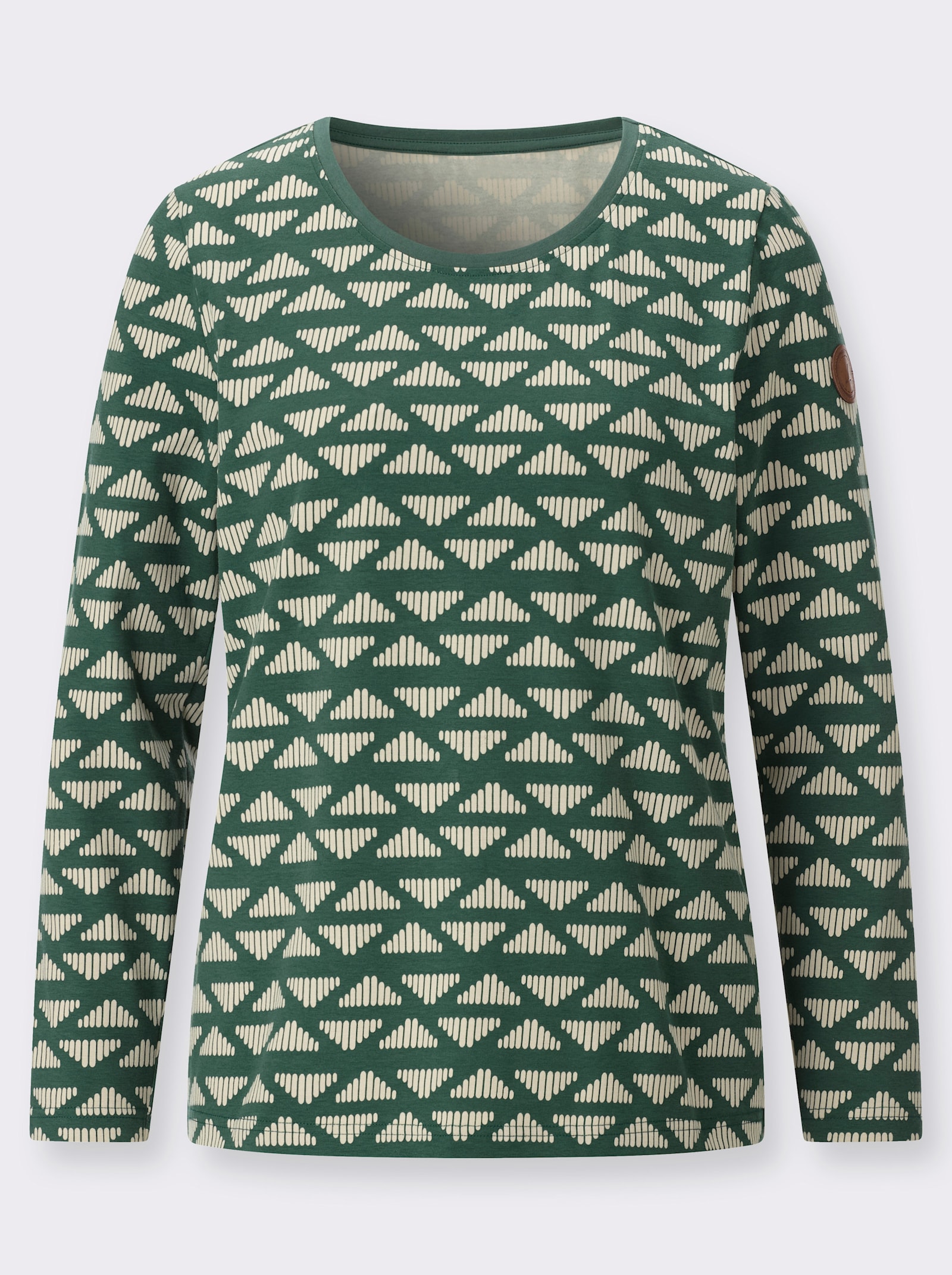 Ringelshirt in Baumwoll-Stretch-Qualität - moos-sand-bedruckt